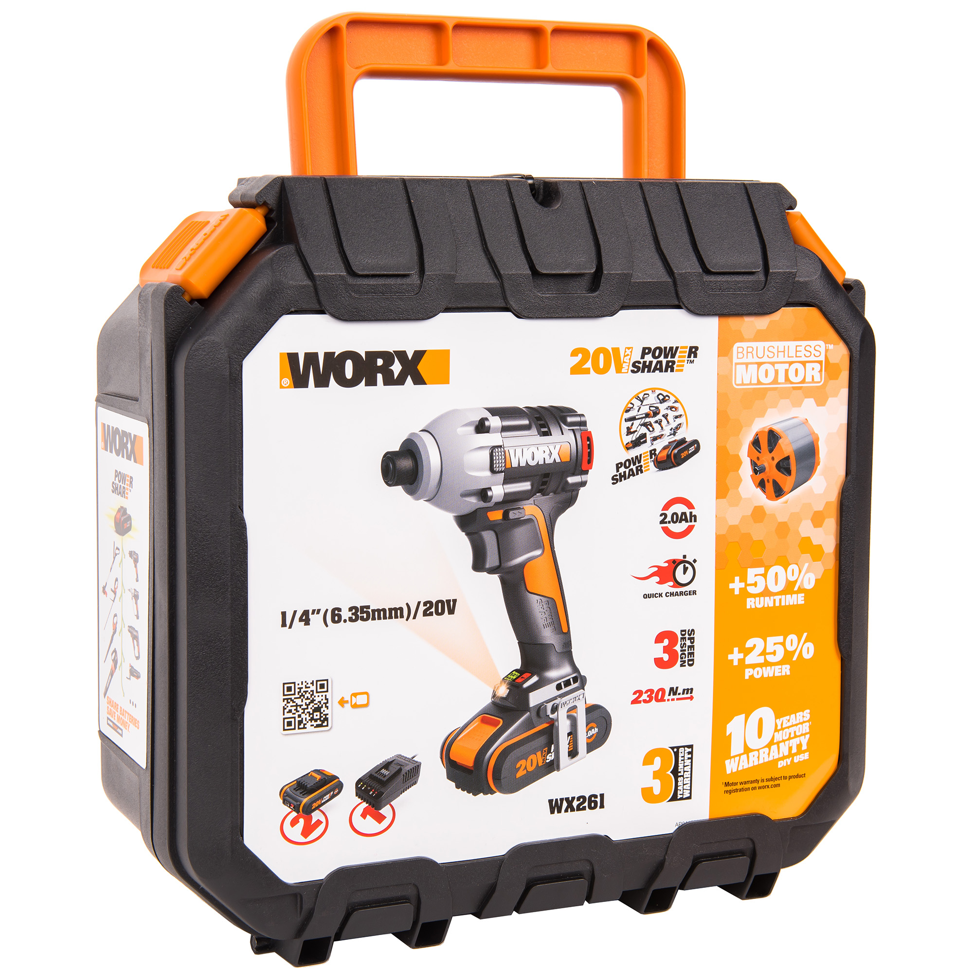 Винтоверт WORX WX261, цвет оранжевый, размер 1/4