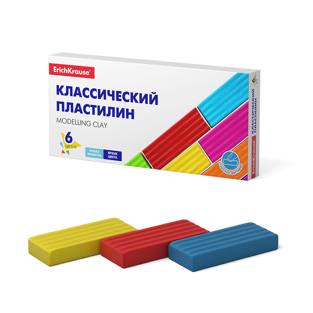 фото Классический пластилин erich krause basic 6 цветов, 96 г