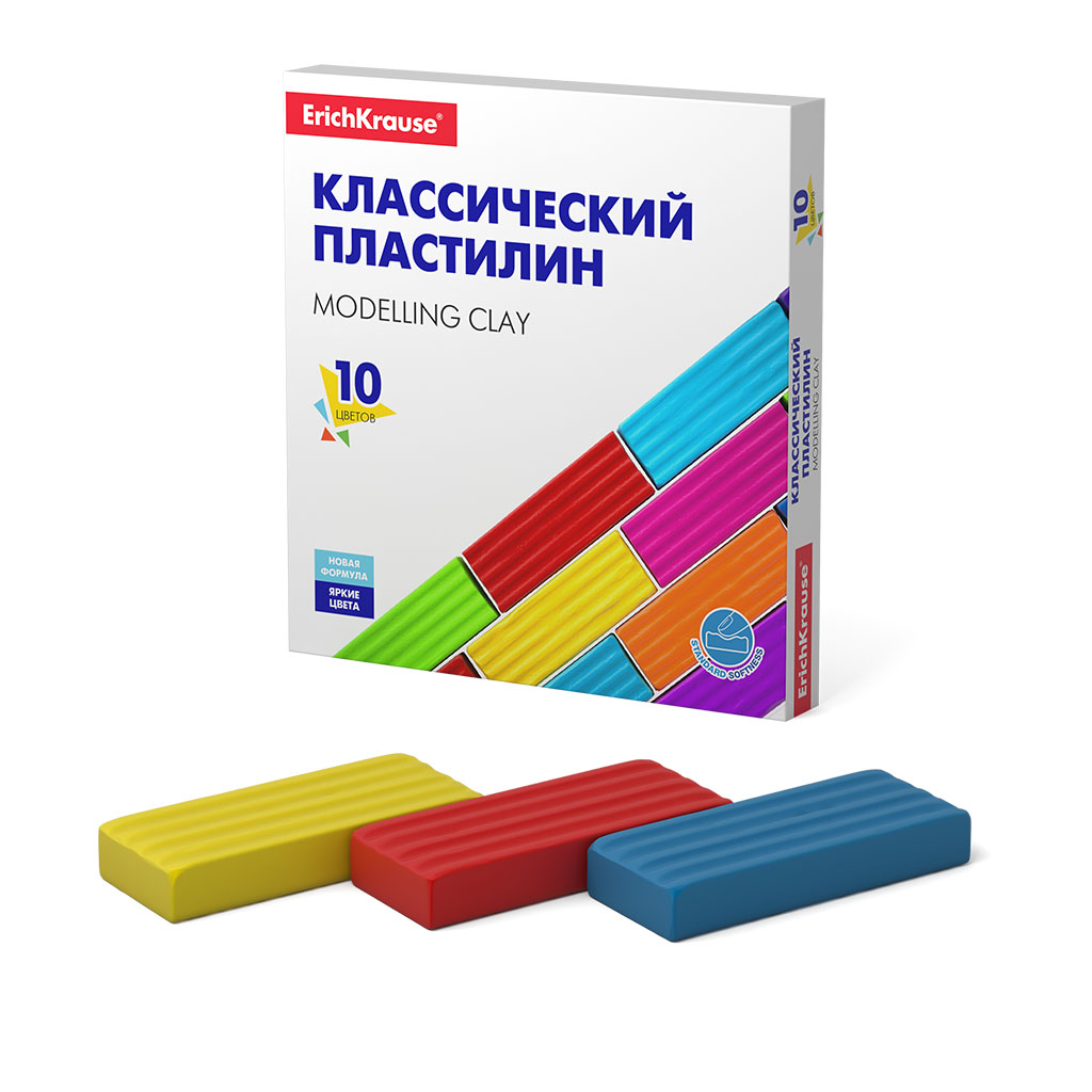 фото Классический пластилин erich krause basic 10 цветов, 160 г