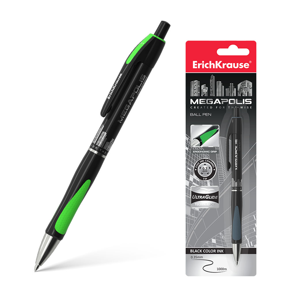 Ручка шариковая автоматическая Erich Krause MEGAPOLIS Concept черный ножницы erich krause megapolis 16 5 см серо зеленый