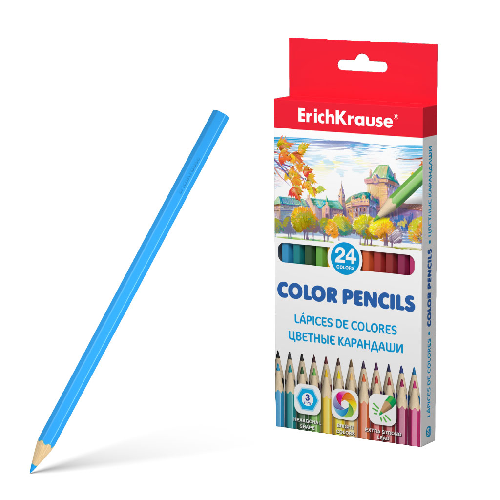 Цветные карандаши шестигранные Erich Krause 24 цвета шестигранные цветные карандаши milan