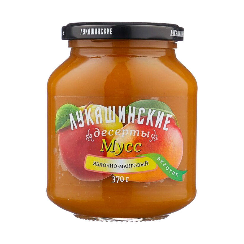Мусс Лукашинские Экзотик яблоко, манго 370 г пюре фруктовое сады придонья яблоко 120 г