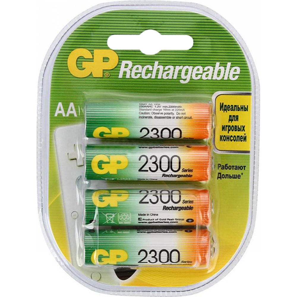Аккумуляторные батарейки GP 230AAHC-2DECRC4, 4 шт аккумуляторные батарейки gp 230aahc 2decrc4 4 шт