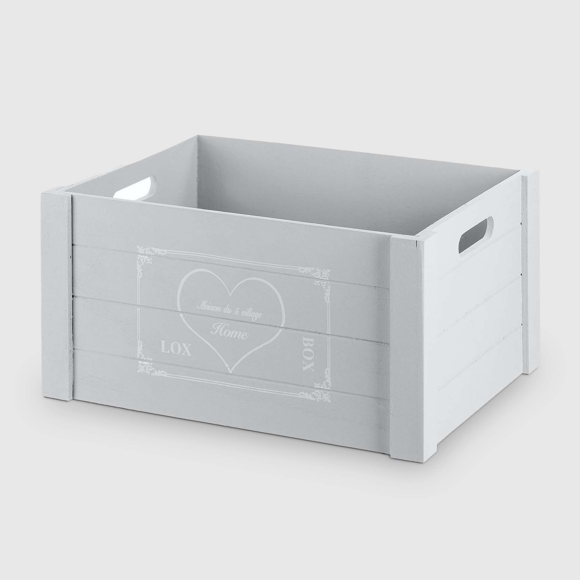 Ящик деревянный ZIHAN Hearts XL серый деревянный ящик zihan hearts голубой l 35х25х18 см