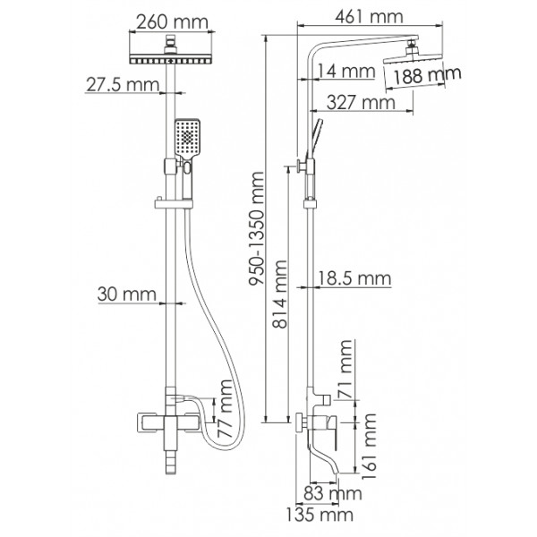 Душевой комплект со смесителем WasserKRAFT A16501 Вид№8