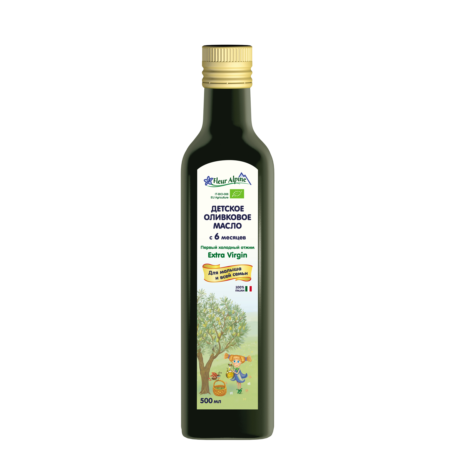 Оливковое масло детское Fleur Alpine Extra Virgin, с 6 месяцев, 500 мл масло оливковое borges с жареным чесноком 0 2 л стеклянная бутылка