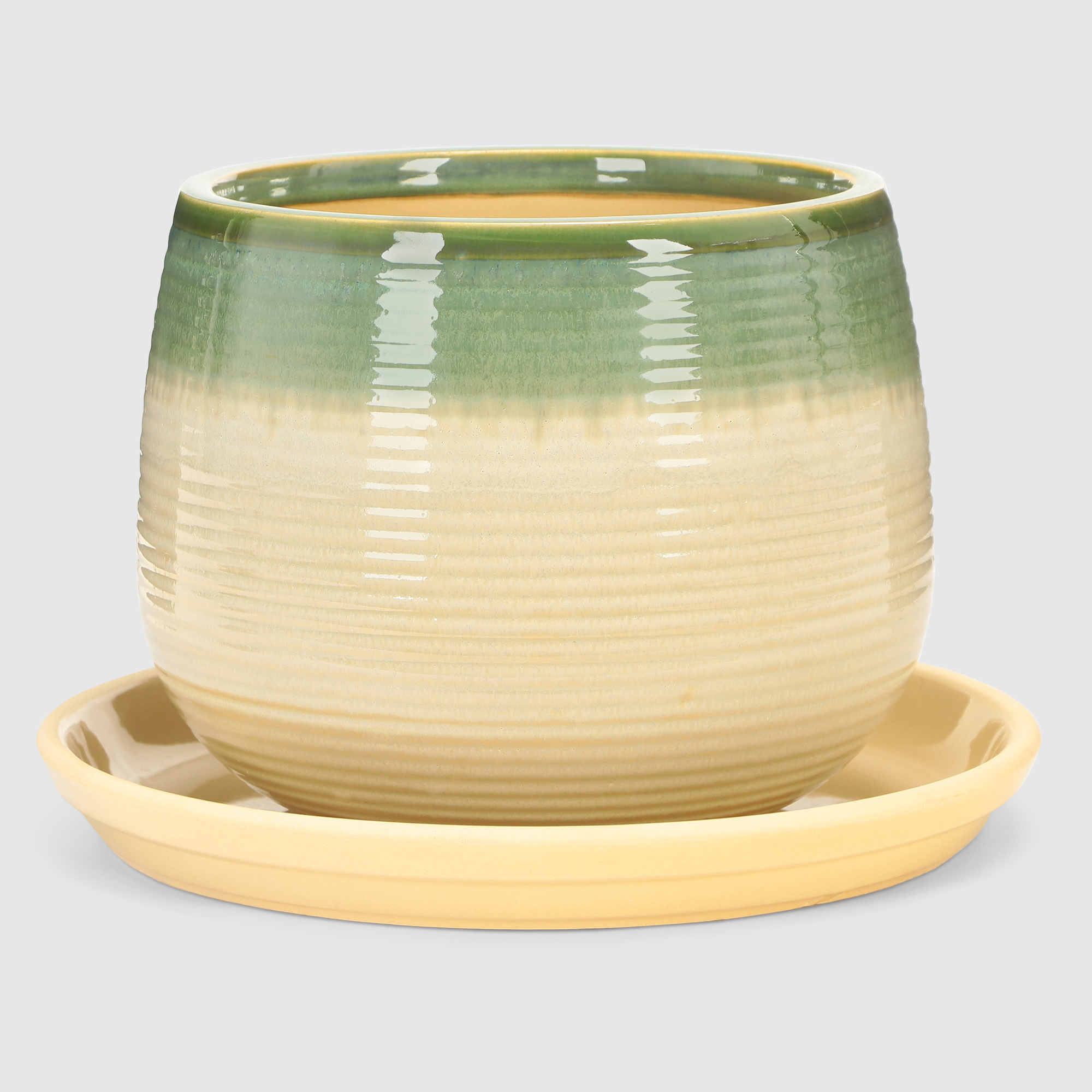 Горшок для цветов с поддоном Viet Thanh плетеный серый/бежевый d21