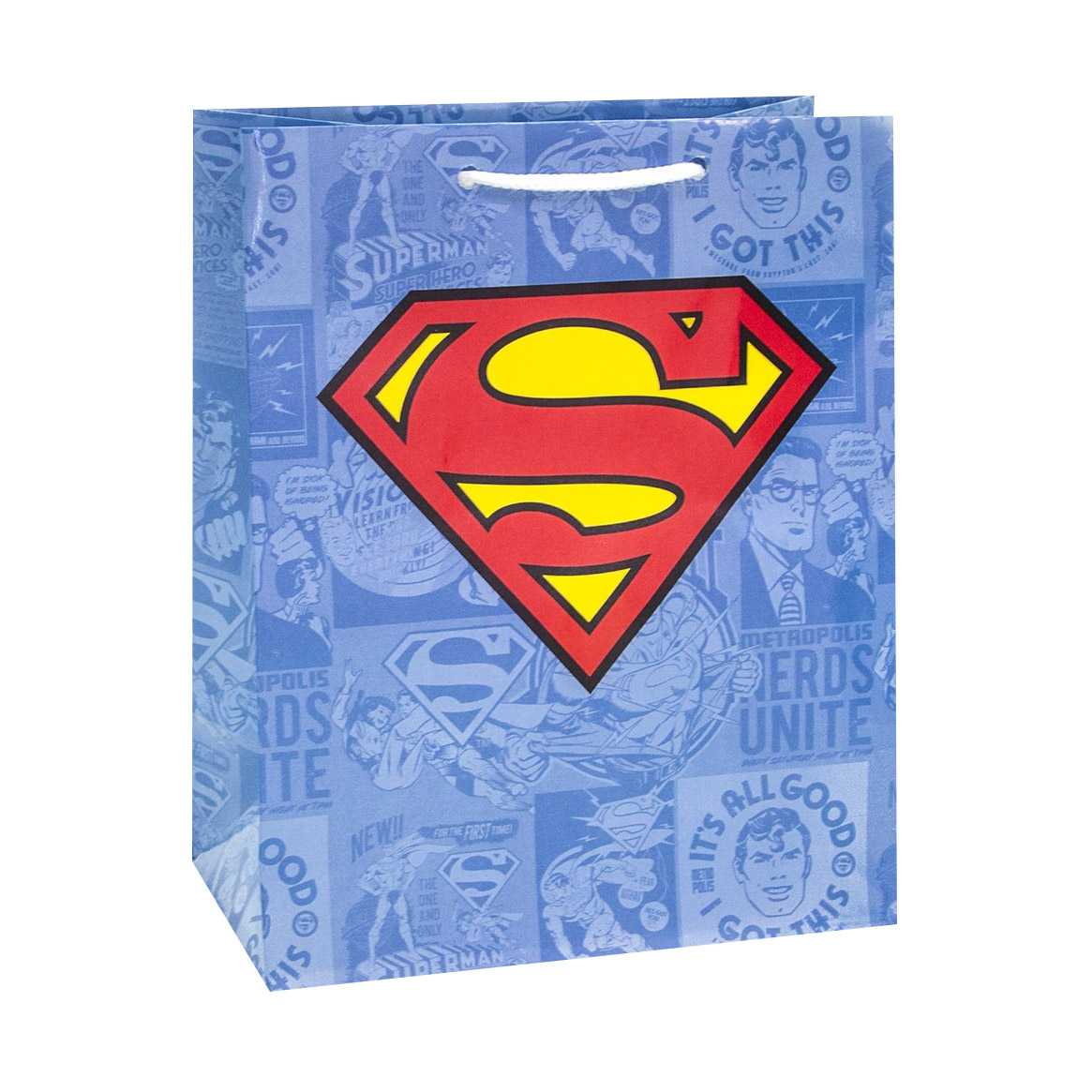 Пакет подарочный маленький голубой ND Play Superman, 18х22х10 см