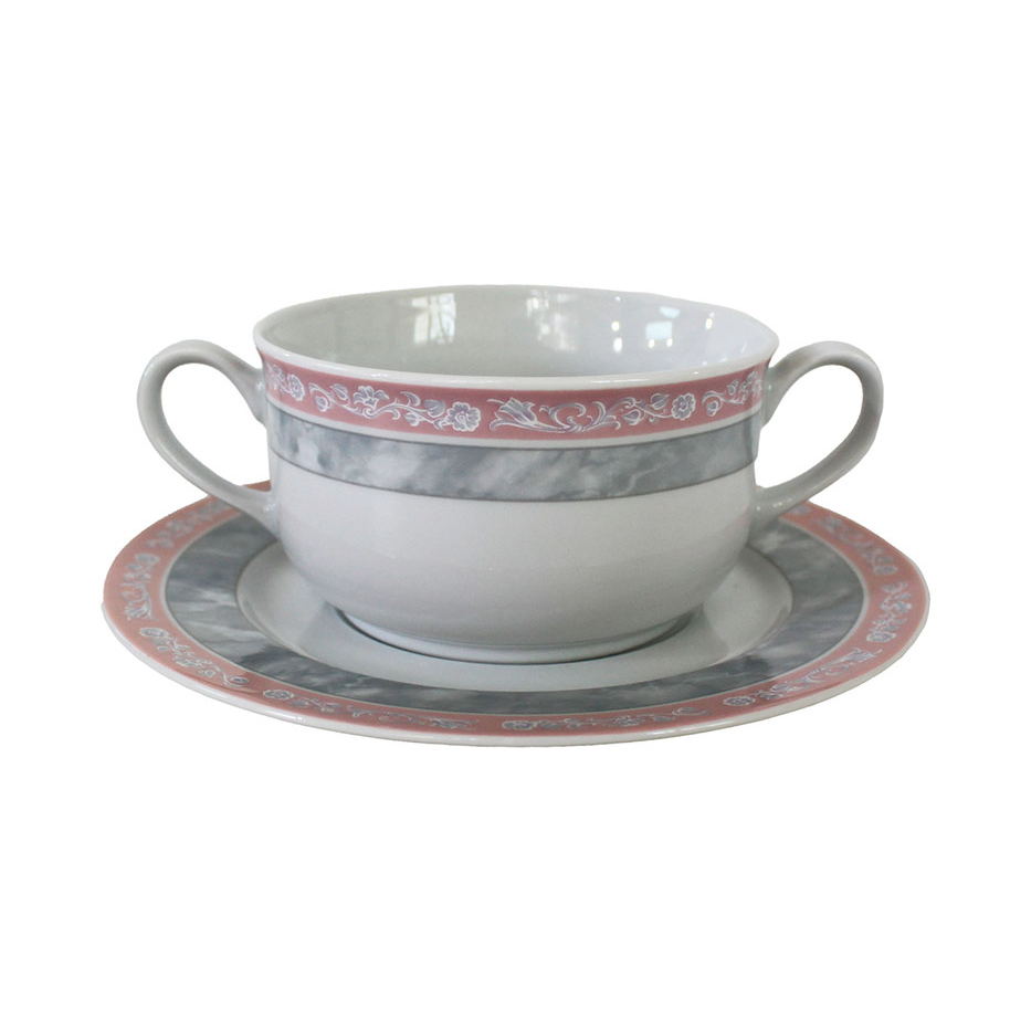 Пара бульонная Thun 1794 Яна серый мрамор чашка с блюдцем для супа thun 1794 гуси 335 мл 170 мм