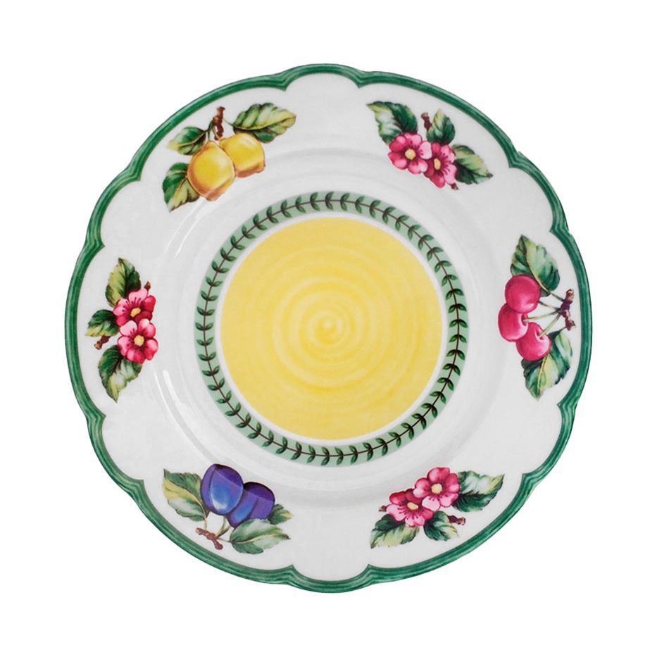 Тарелка десертная Thun 1794 Фрукты ivory 19 см, цвет слоновая кость, зелёный, жёлтый - фото 1