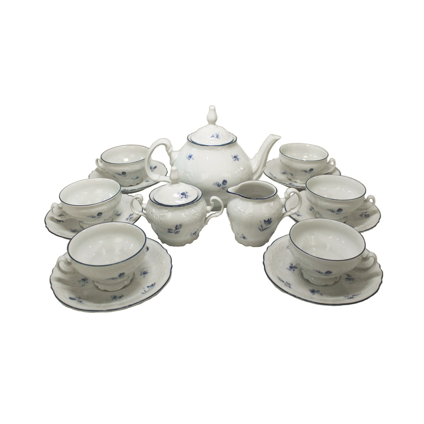 Сервиз чайный Bernadotte синие мелкие цветы на 6 персон чайный сервиз на 6 персон 15 предметов leander офелия 3051 мелкие цветы золото 299491