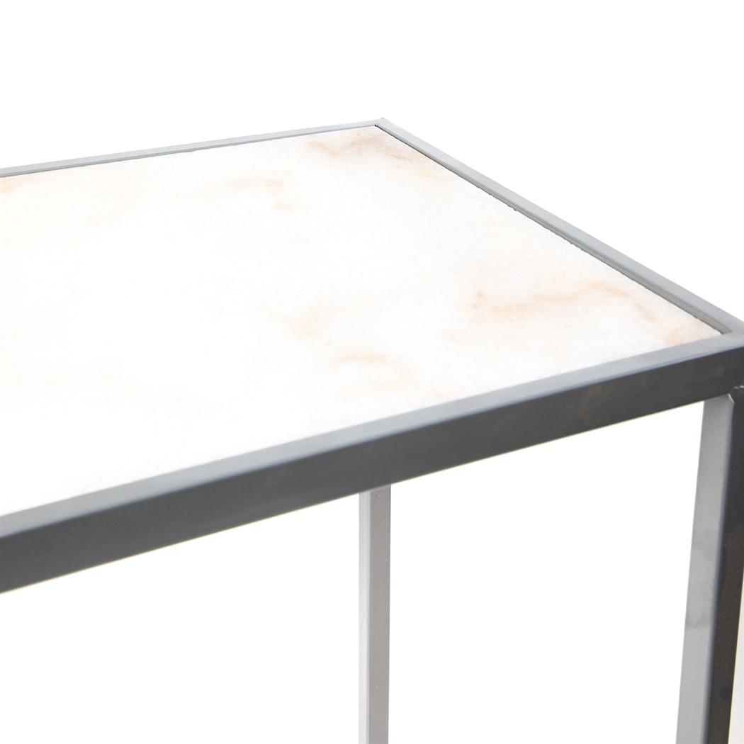 Столик интерьерный с белым мрамором Glasar 38x38x64 см, цвет серебро - фото 2