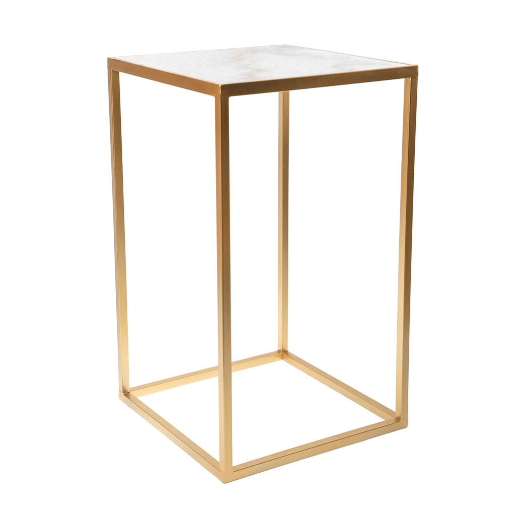 Столик интерьерный с белым мрамором Glasar золотистый 38x38x64 см (54-105) столик glasar интерьерный листья 33x33x75 см