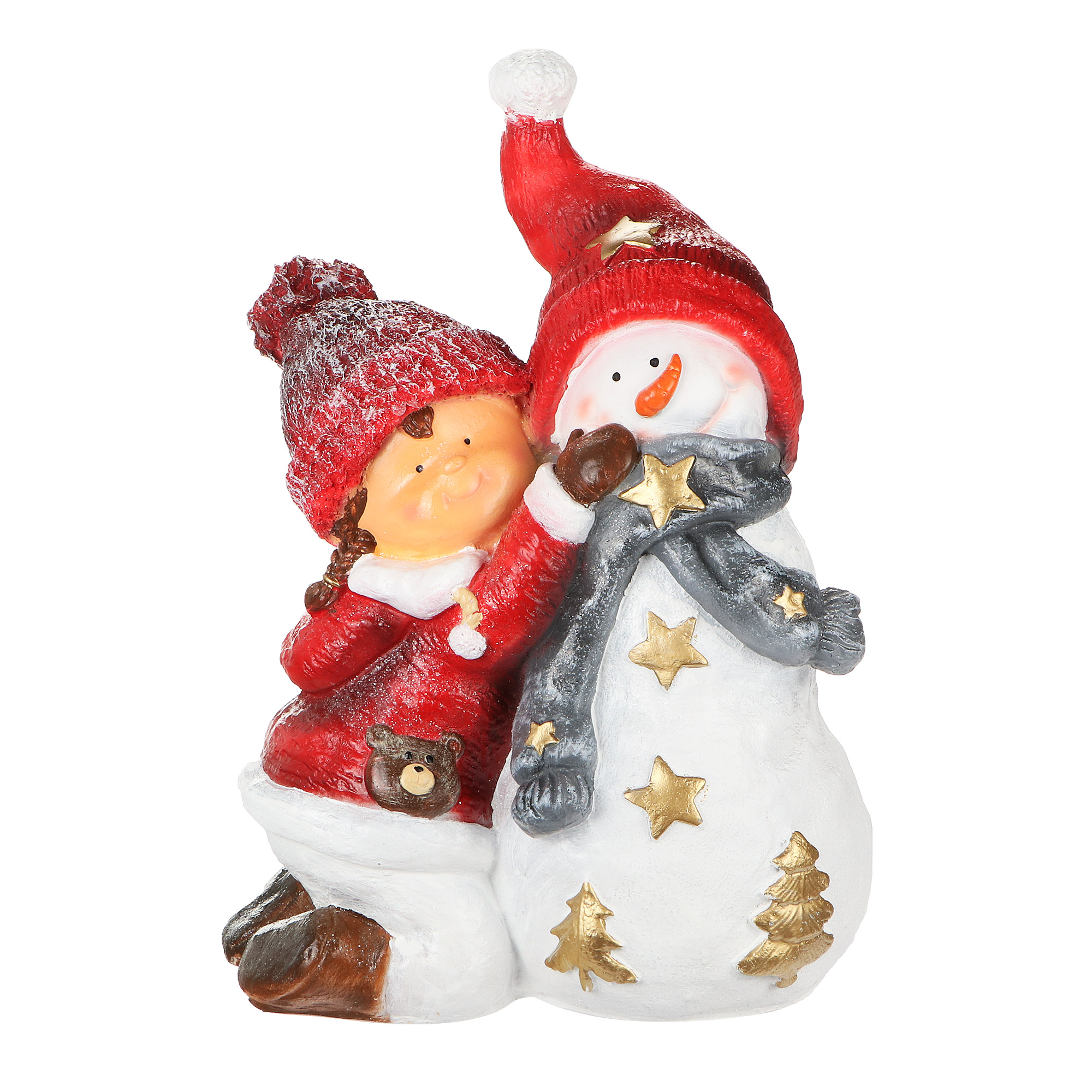 Декоративная новогодняя фигура Тпк полиформ Девочка со снеговиком девочка сидит с мишкой тпк полиформ 22 см