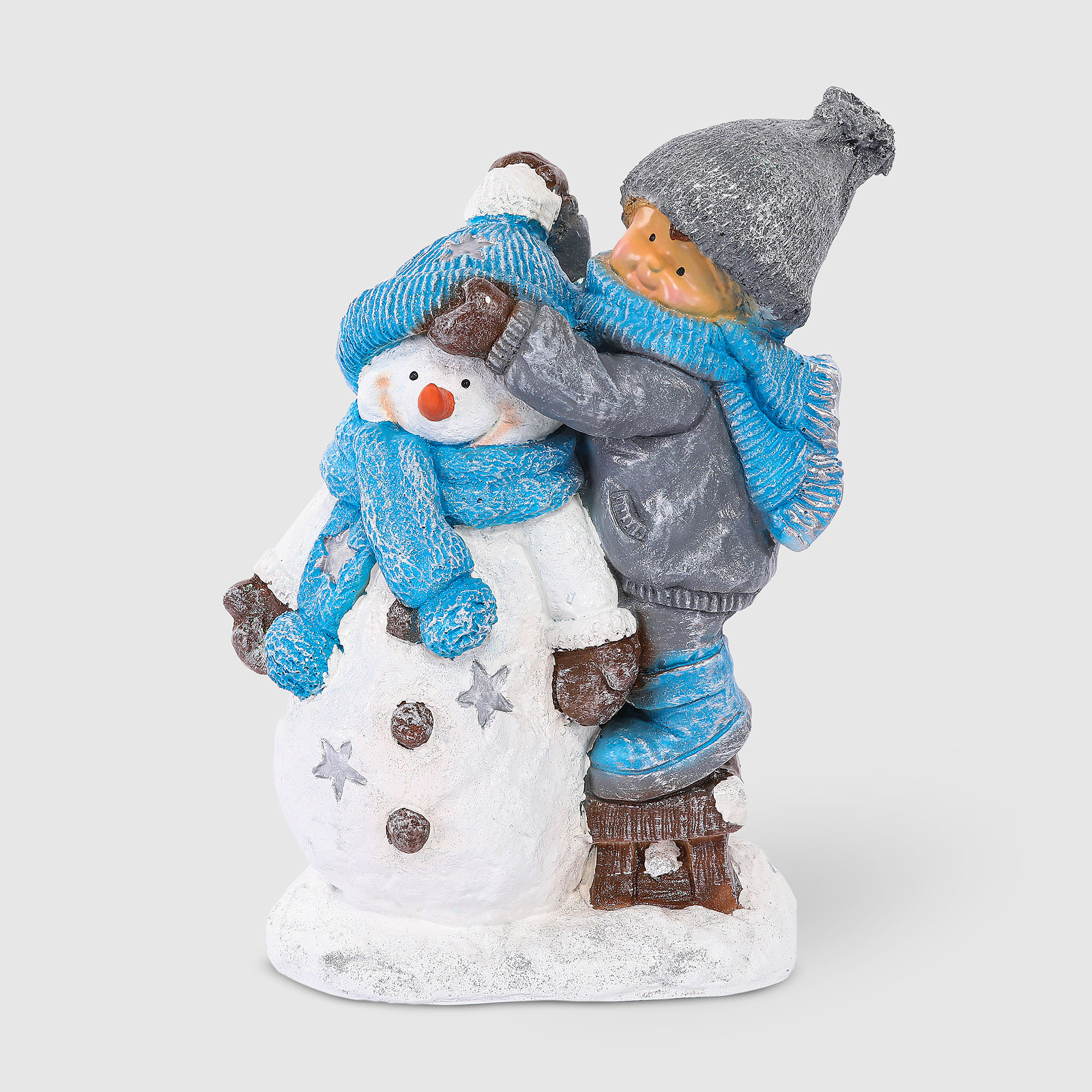 Мальчик со снеговиком Тпк полиформ 47х33х19 см мальчик в шапке играет в снежки н 65см тпк полиформ