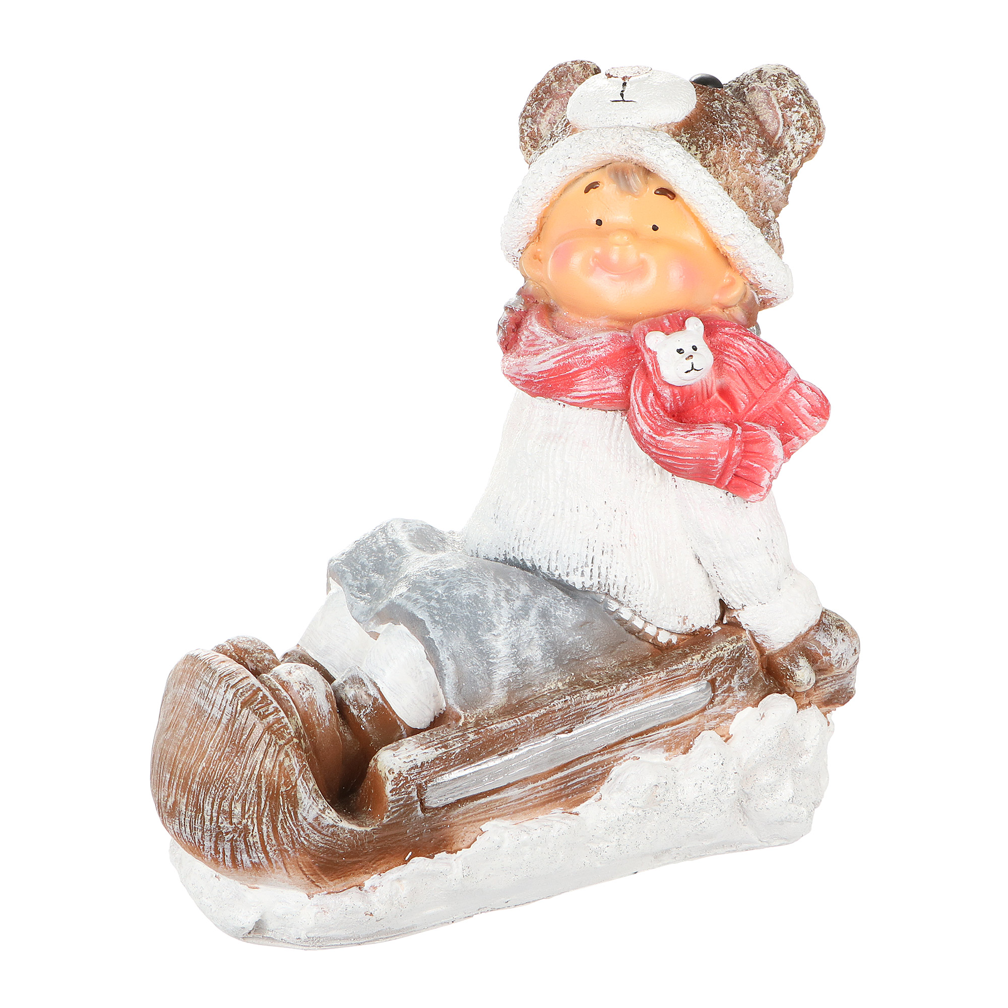 Декоративная новогодняя фигура Тпк полиформ Мальчик на санках мальчик в шапке играет в снежки н 65см тпк полиформ