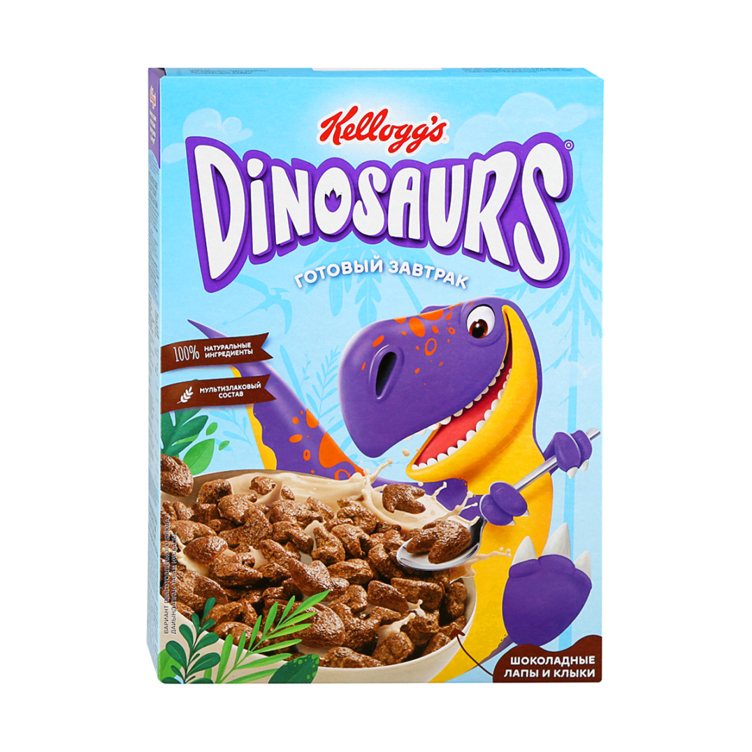 Готовый завтрак Kellogg`s Dinosaurs Шоколадные лапы и клыки из злаков, 220 г