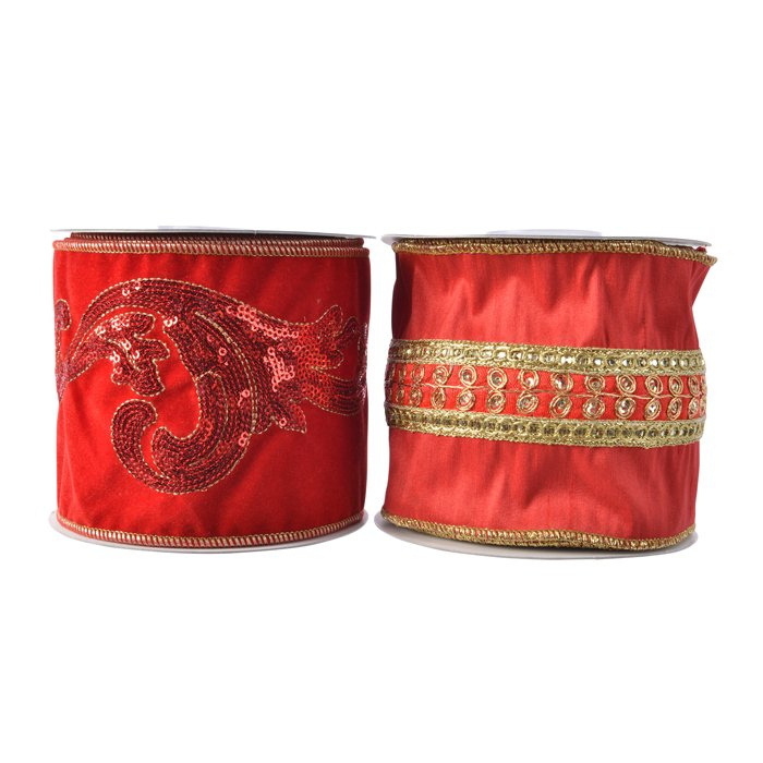 

Лента декоративная Kaemingk красная 500x10 см, Красный