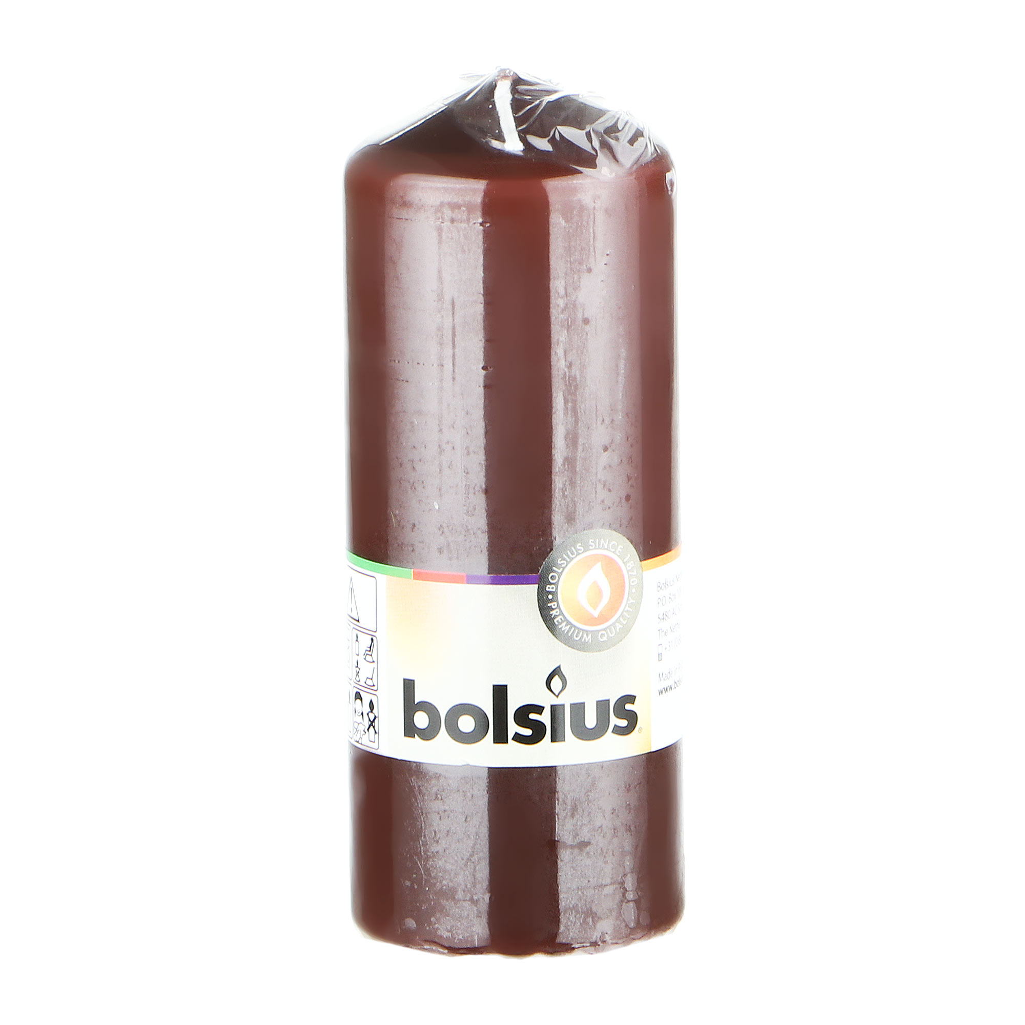 Свеча декоративная Bolsius 15х6 см коричневая свеча декоративная