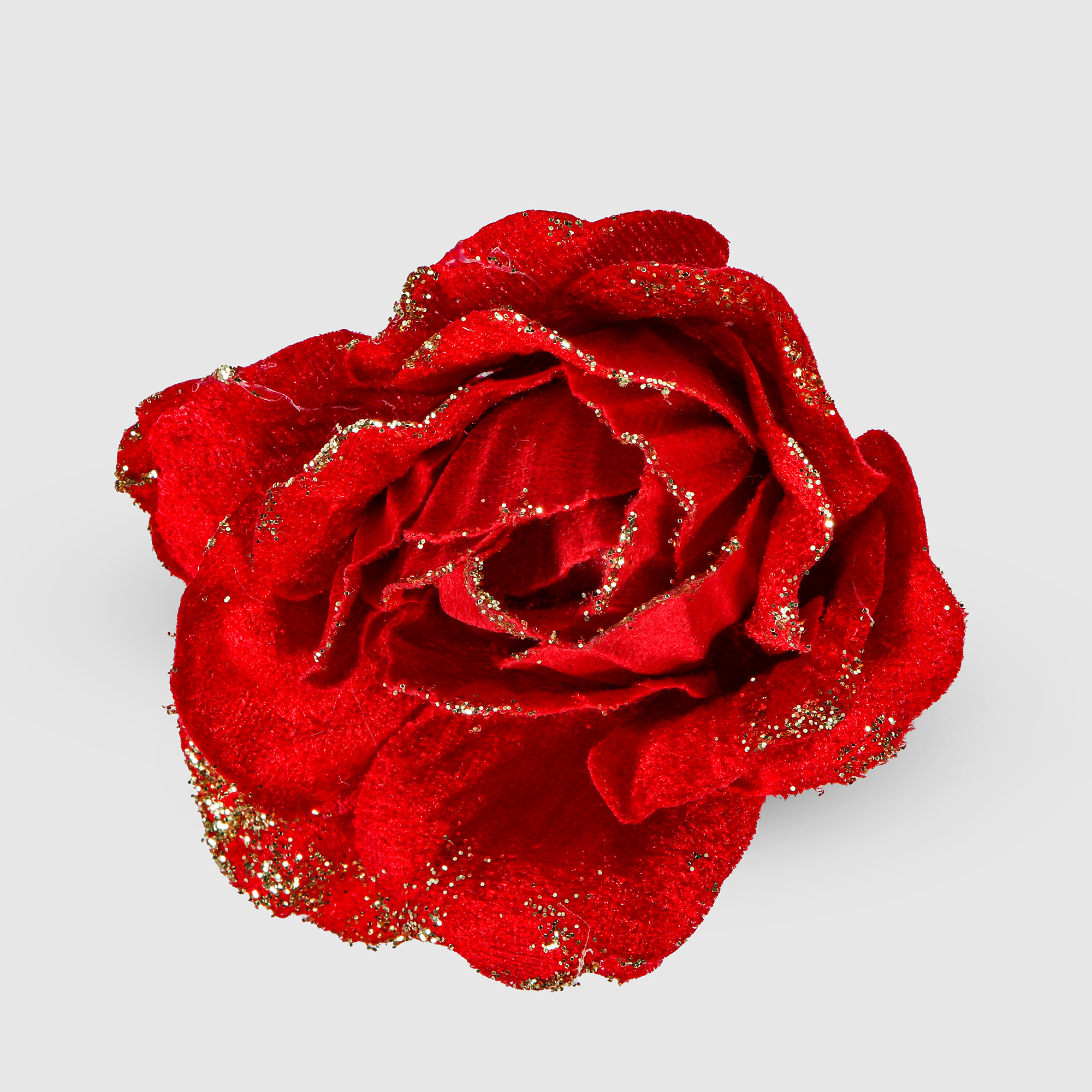 Роза Due Esse Christmas декор на клипсе 9 см красная, цвет красный - фото 1