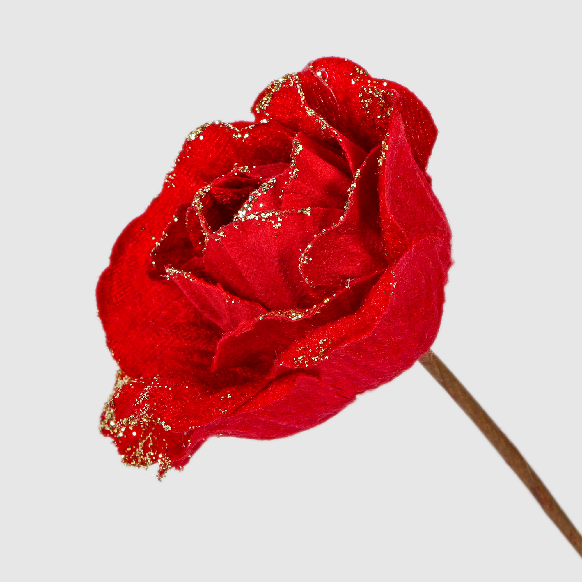 Роза Due Esse Christmas декор на клипсе 9 см красная, цвет красный - фото 2