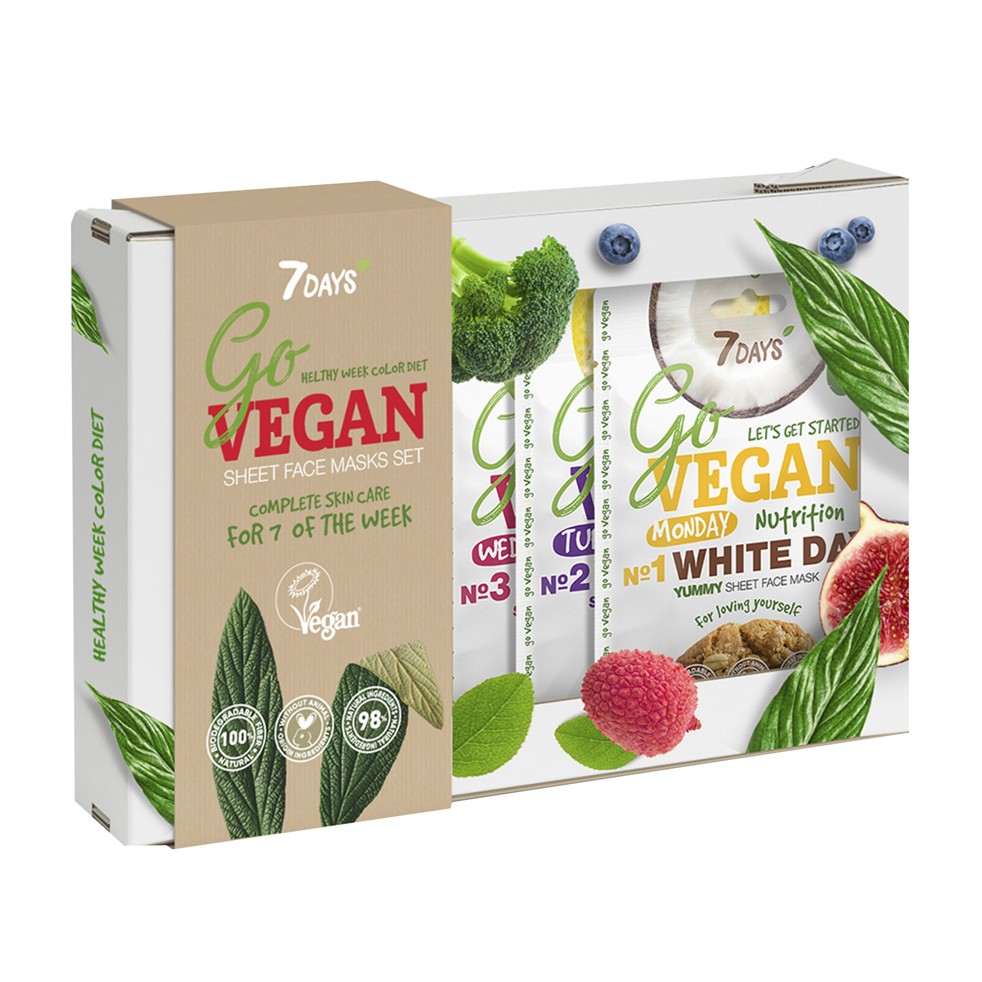 Подарочный набор тканевых масок Go Vegan Healthy week color diet 7 шт