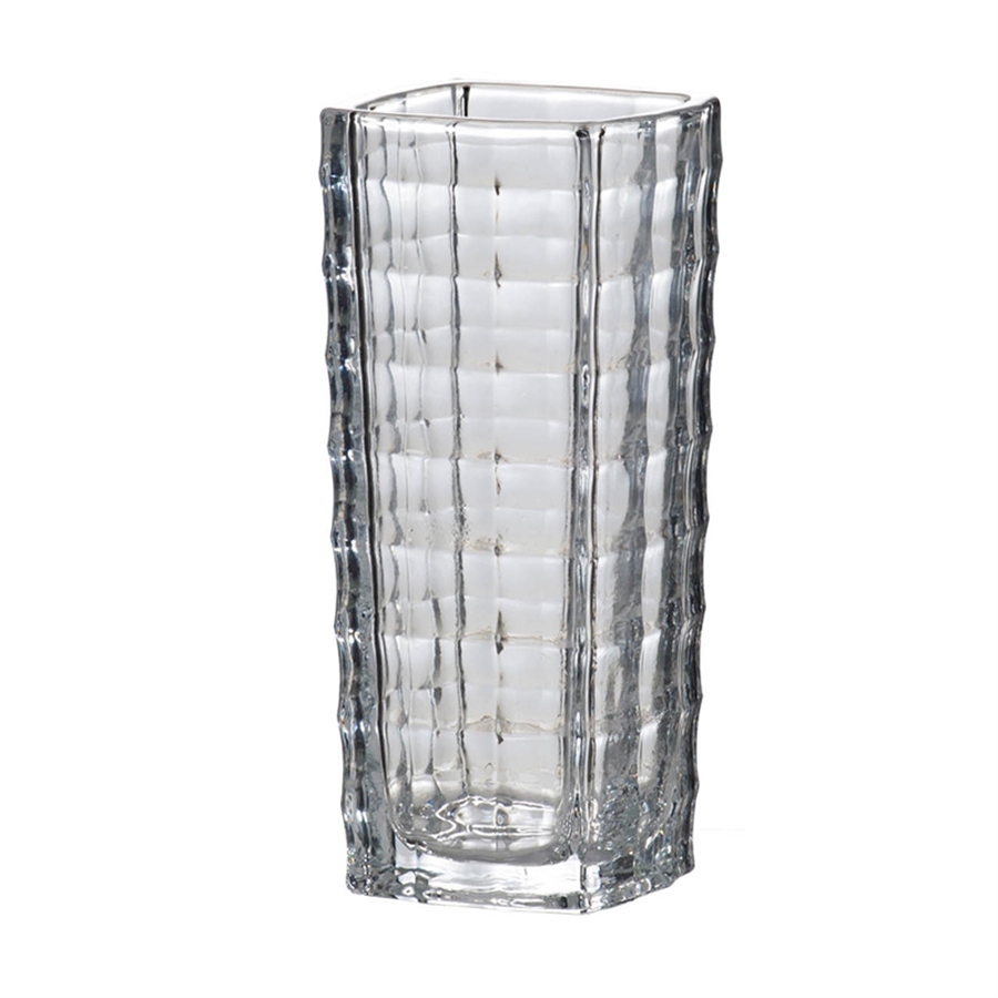 ваза стеклянная цилиндрической формы afa единый размер другие Ваза Glasar с квадратным декором, 7x7x15 см