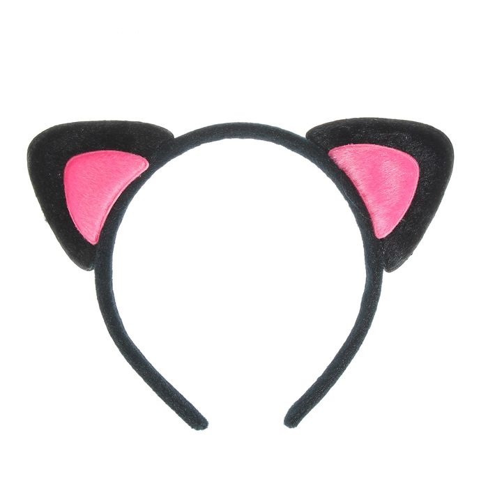 Ободок Сима ленд Ушки кошки черно-розовые