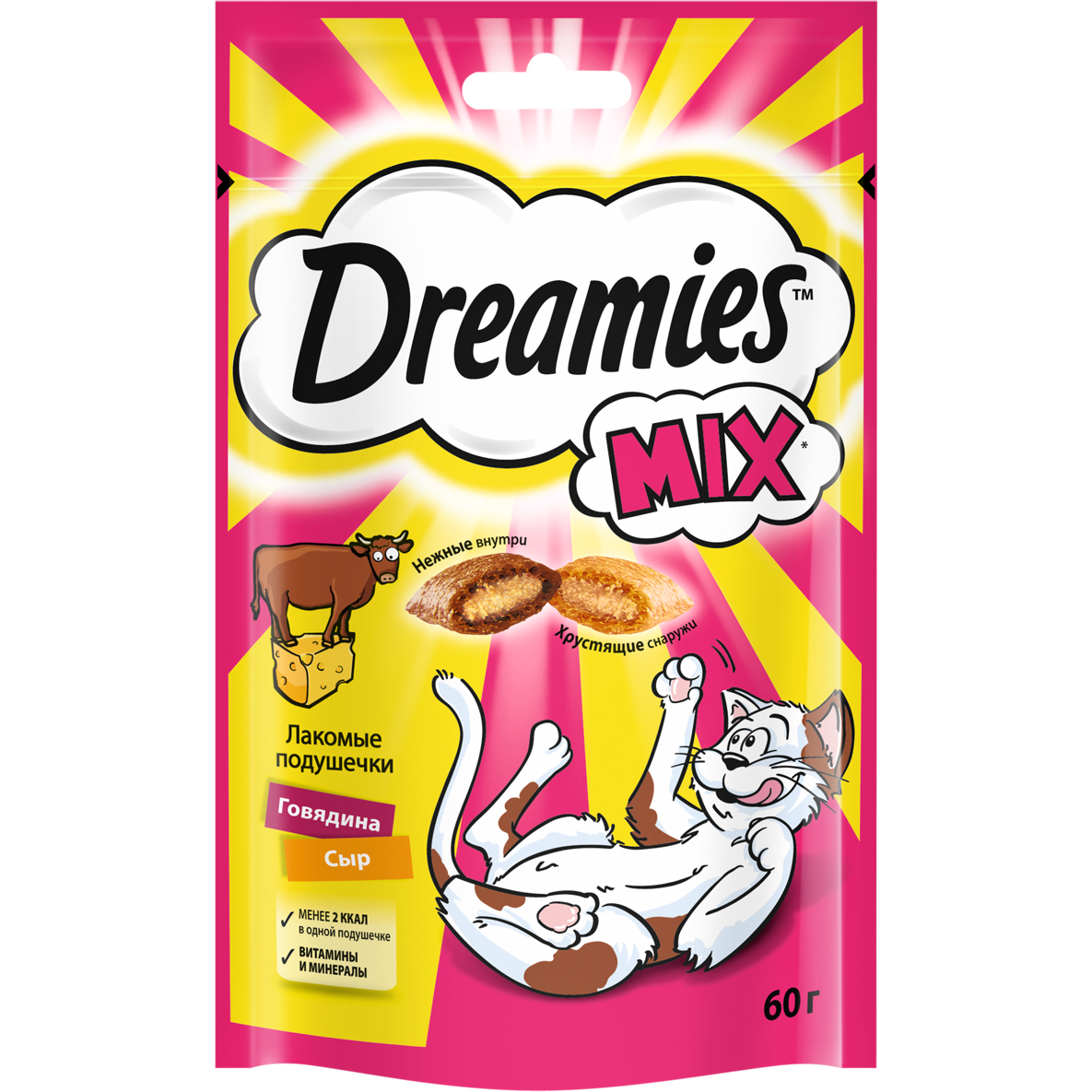 Лакомство для кошек Dreamies говядина и сыр 60 г