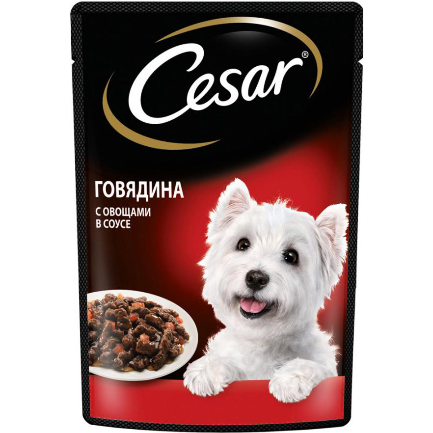 цена Корм для собак Cesar Говядина с овощами в соусе 85 г
