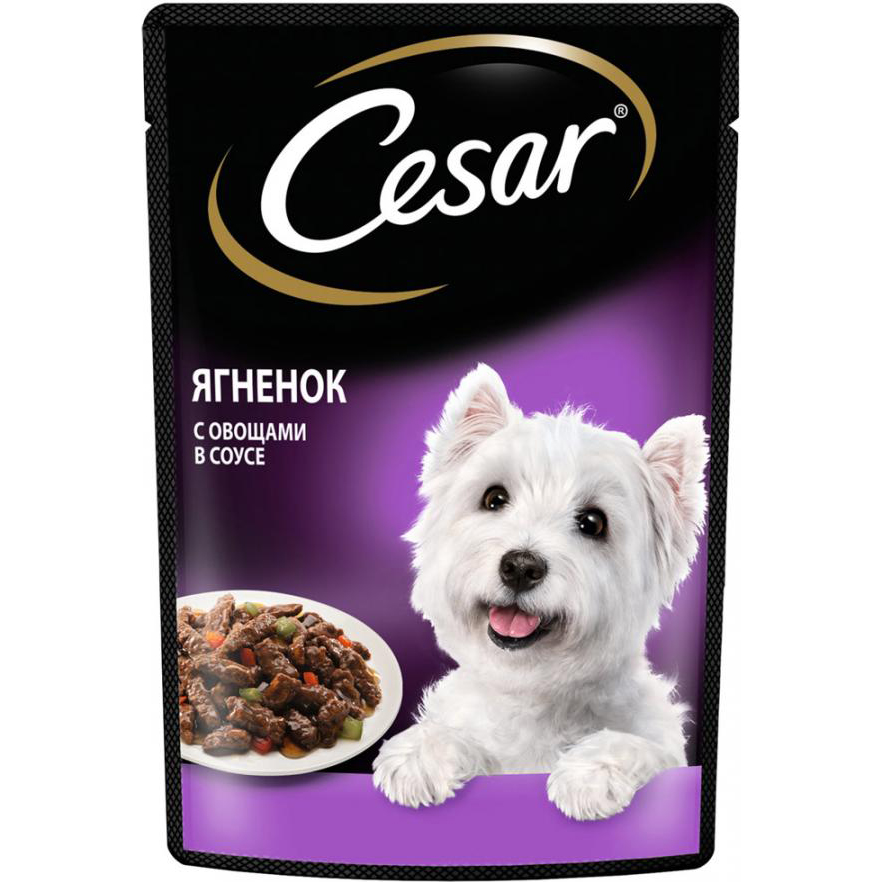 Корм для собак Cesar Ягненок с овощами соусе 85 г влажный корм для собак cesar с ягненком и овощами в соусе 85 г