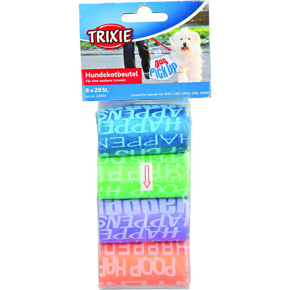 Пакеты для уборки за собаками Trixie Цветные 8 рулонов по 20 шт 3 л намордник для собак trixie защита от отравлений m l 22 46 см 27 см