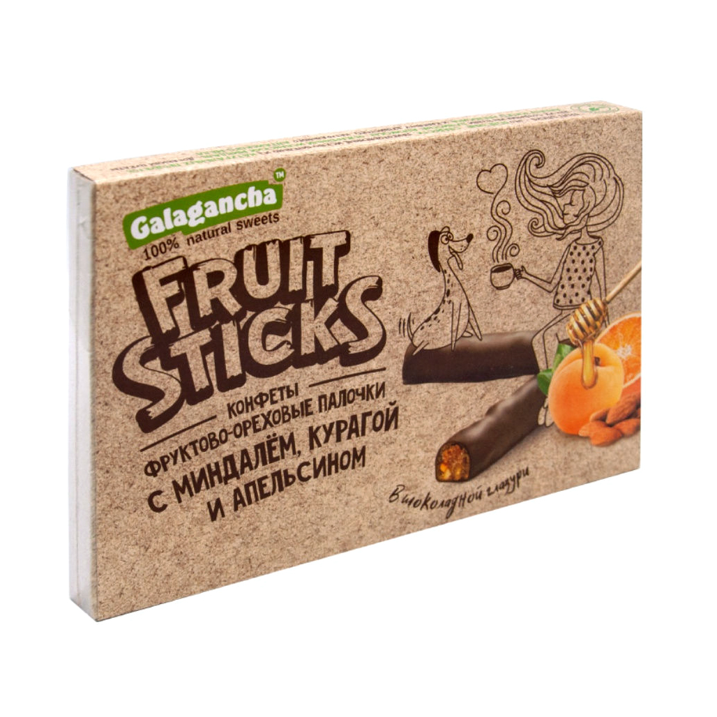 Конфеты Galagancha FruitSticks с курагой миндалем и цукатами апельсина 175 г 439₽