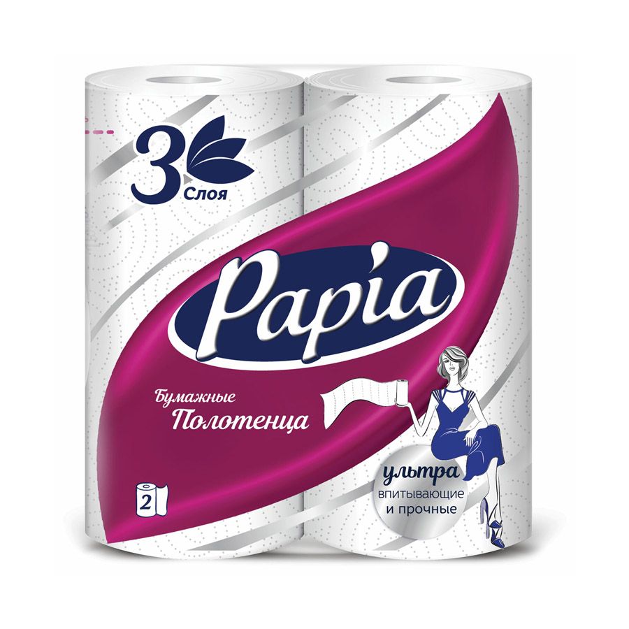 Бумажные полотенца Papia Delux 3 слоя 2 рулона полотенца бумажные papia pure