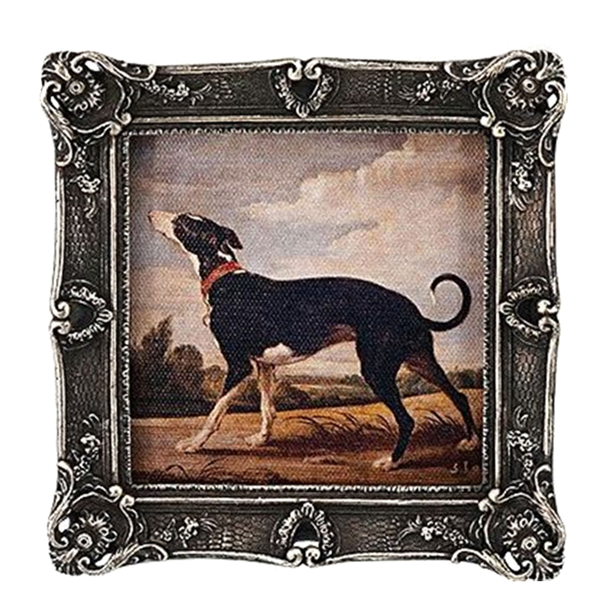 Картина в прямоугольной раме Glasar черная собака, смотрящая в небо, масло, 14x2x14 см юнландия картина по номерам олененок