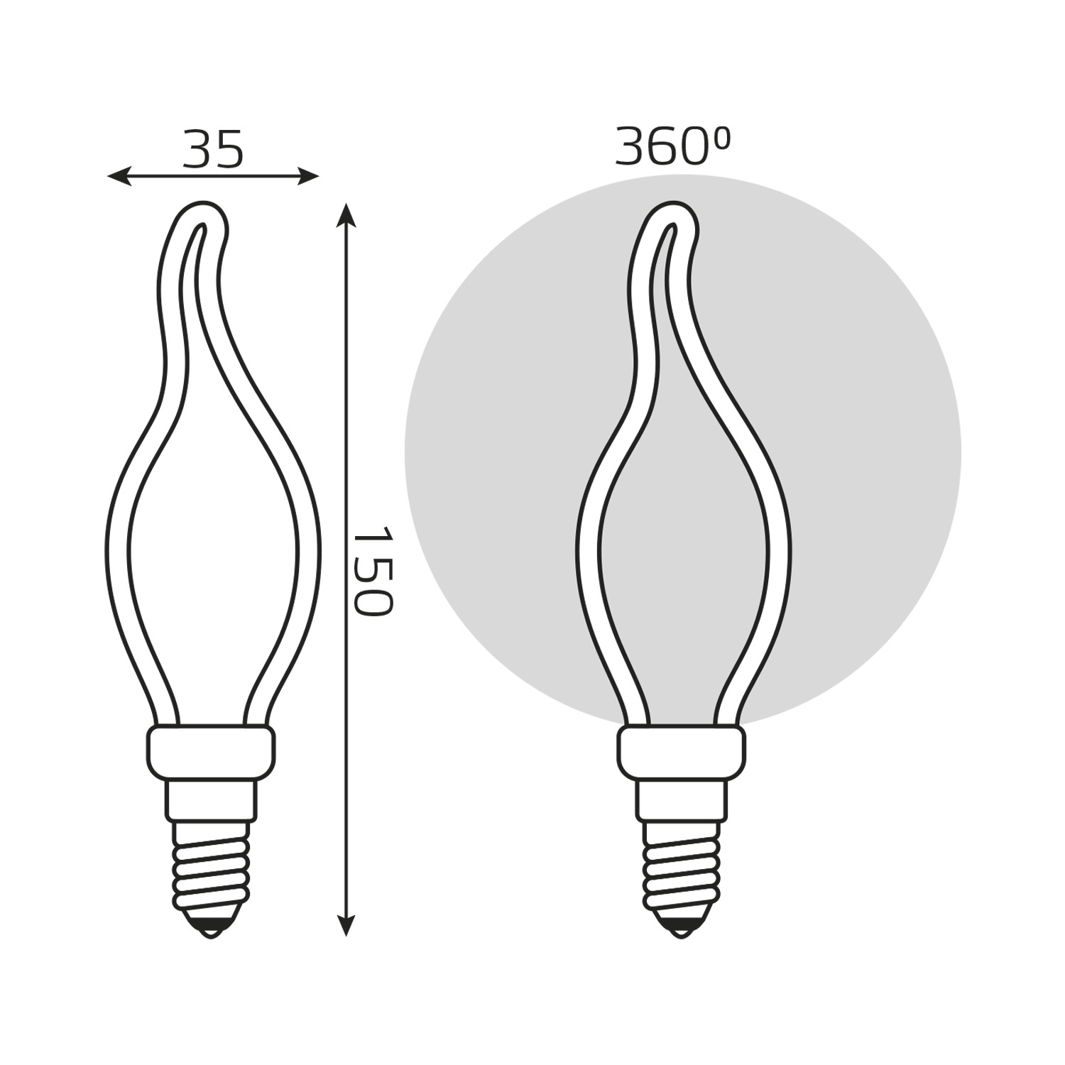 фото Лампа gauss led filament bulbless ct35 milky e14 4w 330 лм 2700k 35x150мм