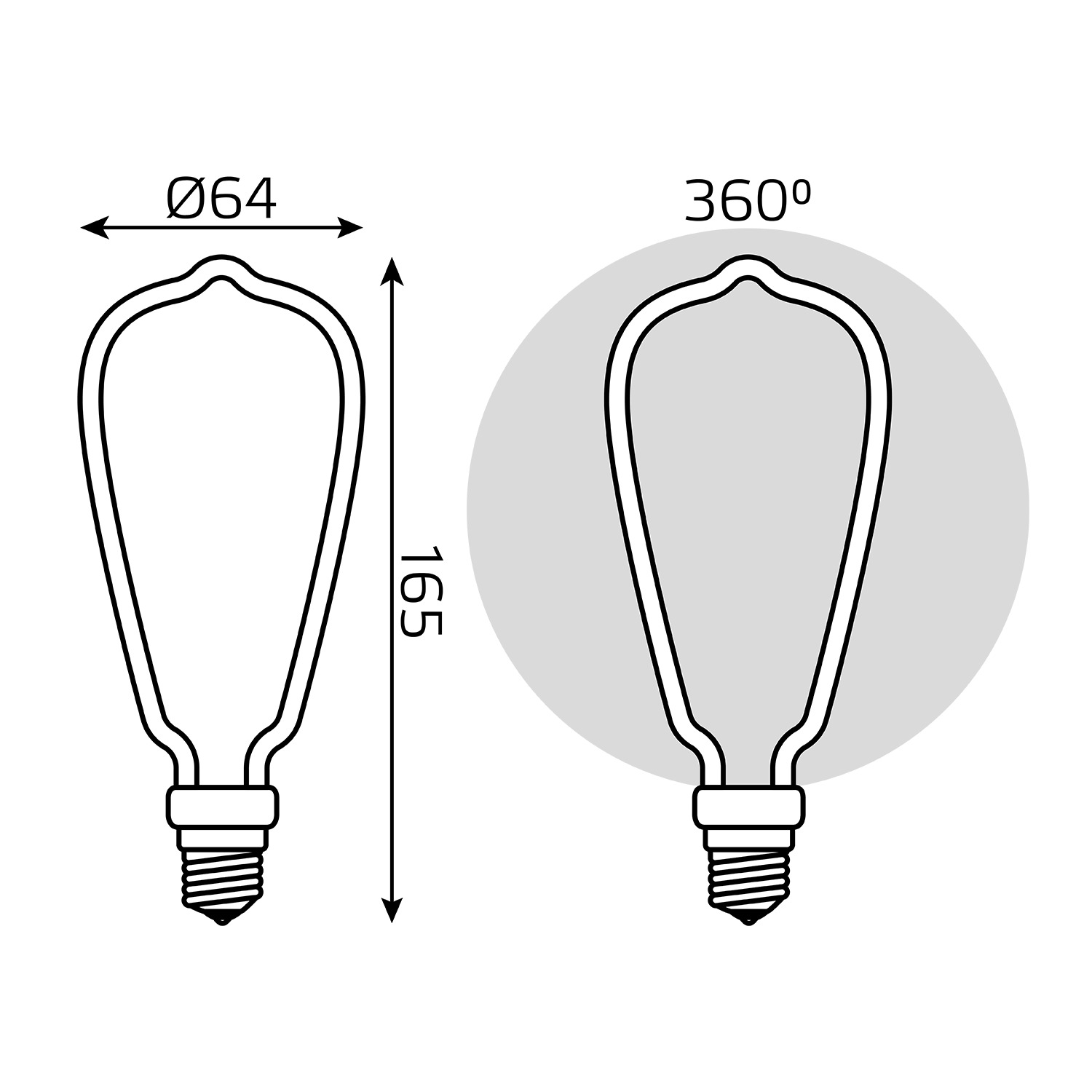 фото Лампа gauss led filament bulbless st64 milky e27 4w 330 лм 2700k 64x165мм