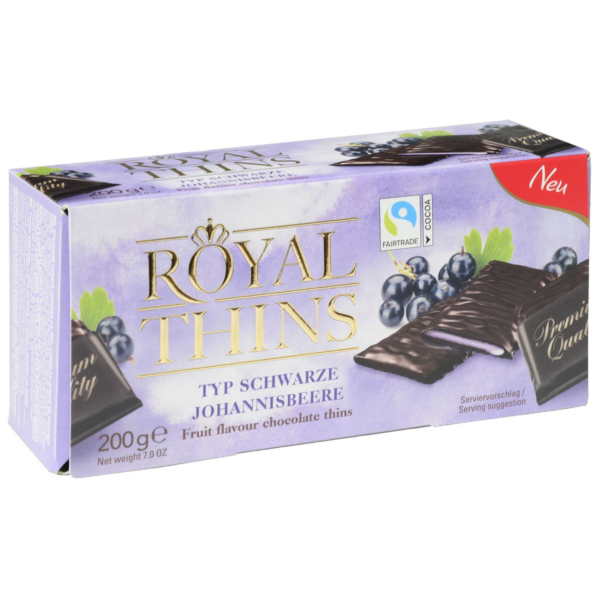 Шоколад Halloren Royal Thins со вкусом черной смородины 200 г арахис орехи и сухофрукты в шоколаде кг