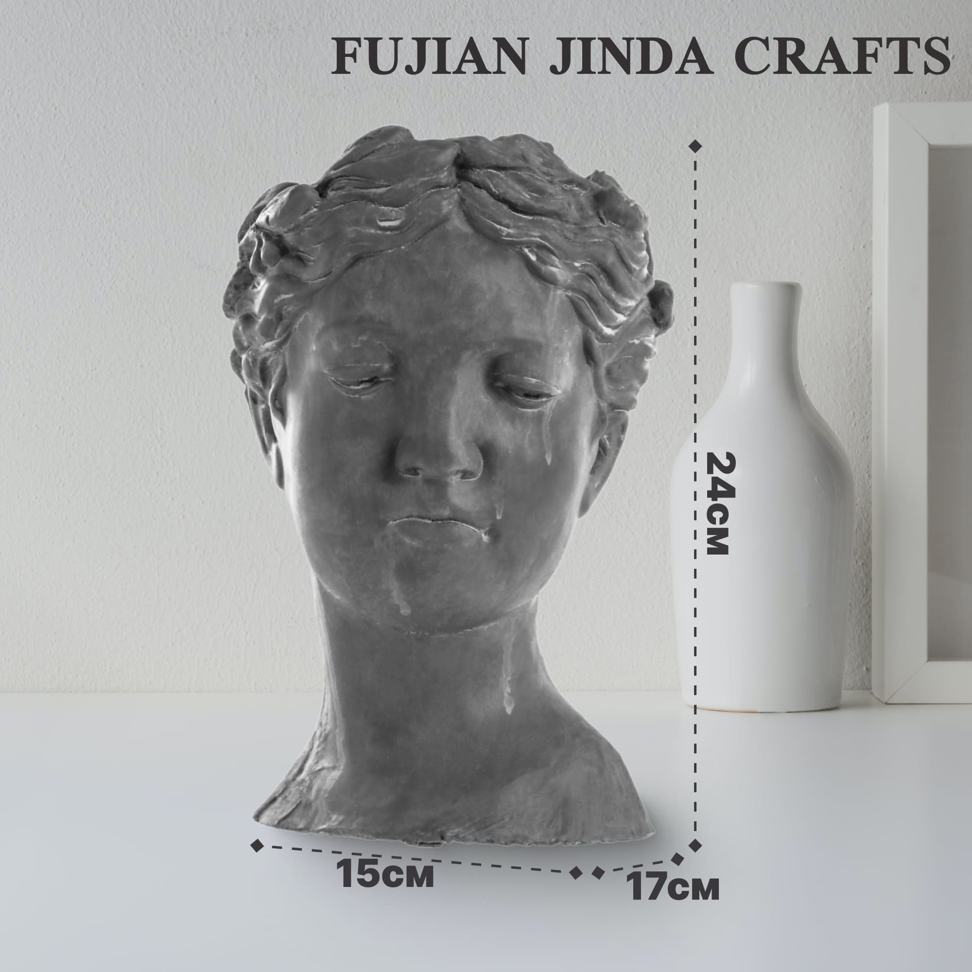 Кашпо Fujian jinda crafts гречанка 15х17х24 см серое Вид№4