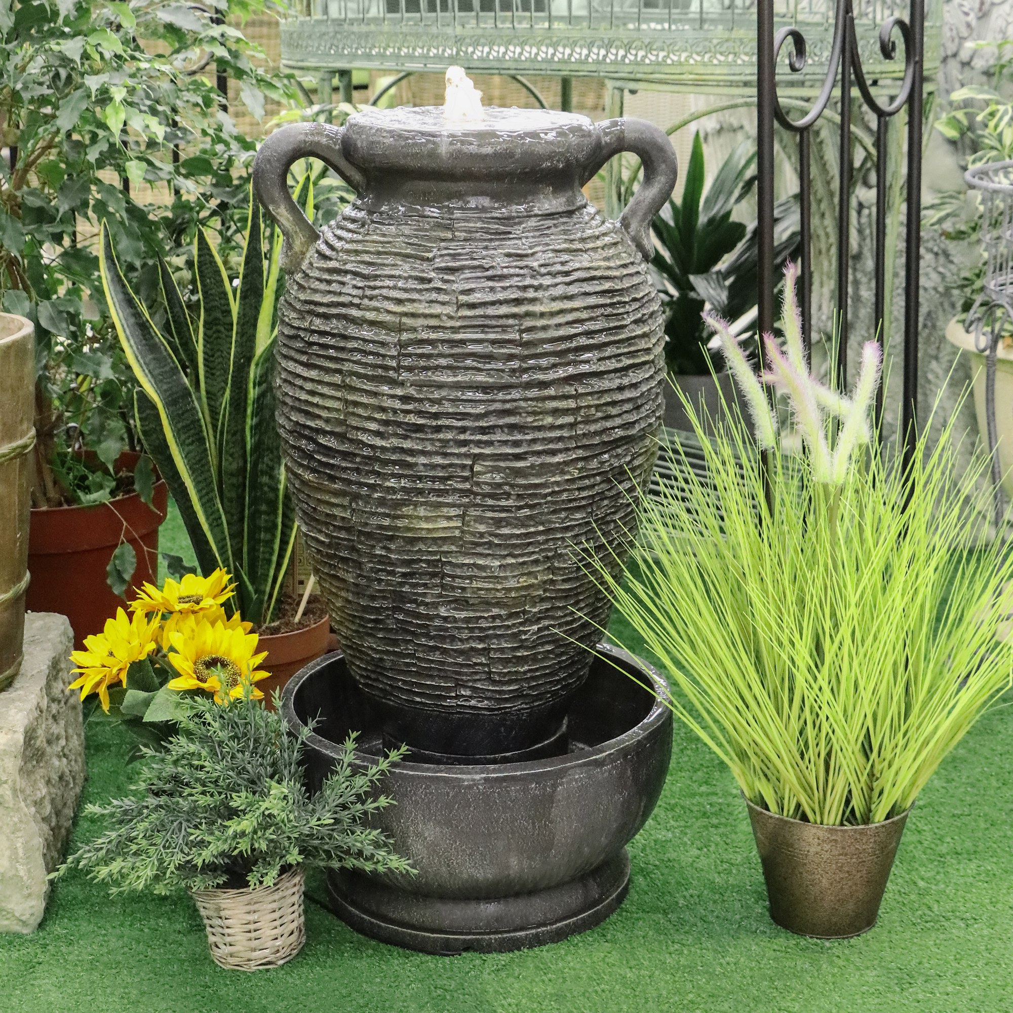 Фонтан ваза Haomei Fountain с подсветкой 38,5x37x72,5 см, цвет серый - фото 2