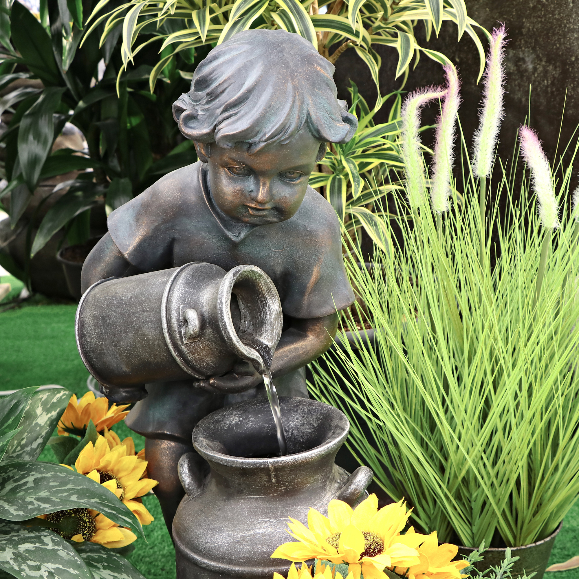 Фонтан Haomei Fountain мальчик 32,5x27x63,5 см, цвет черный - фото 3