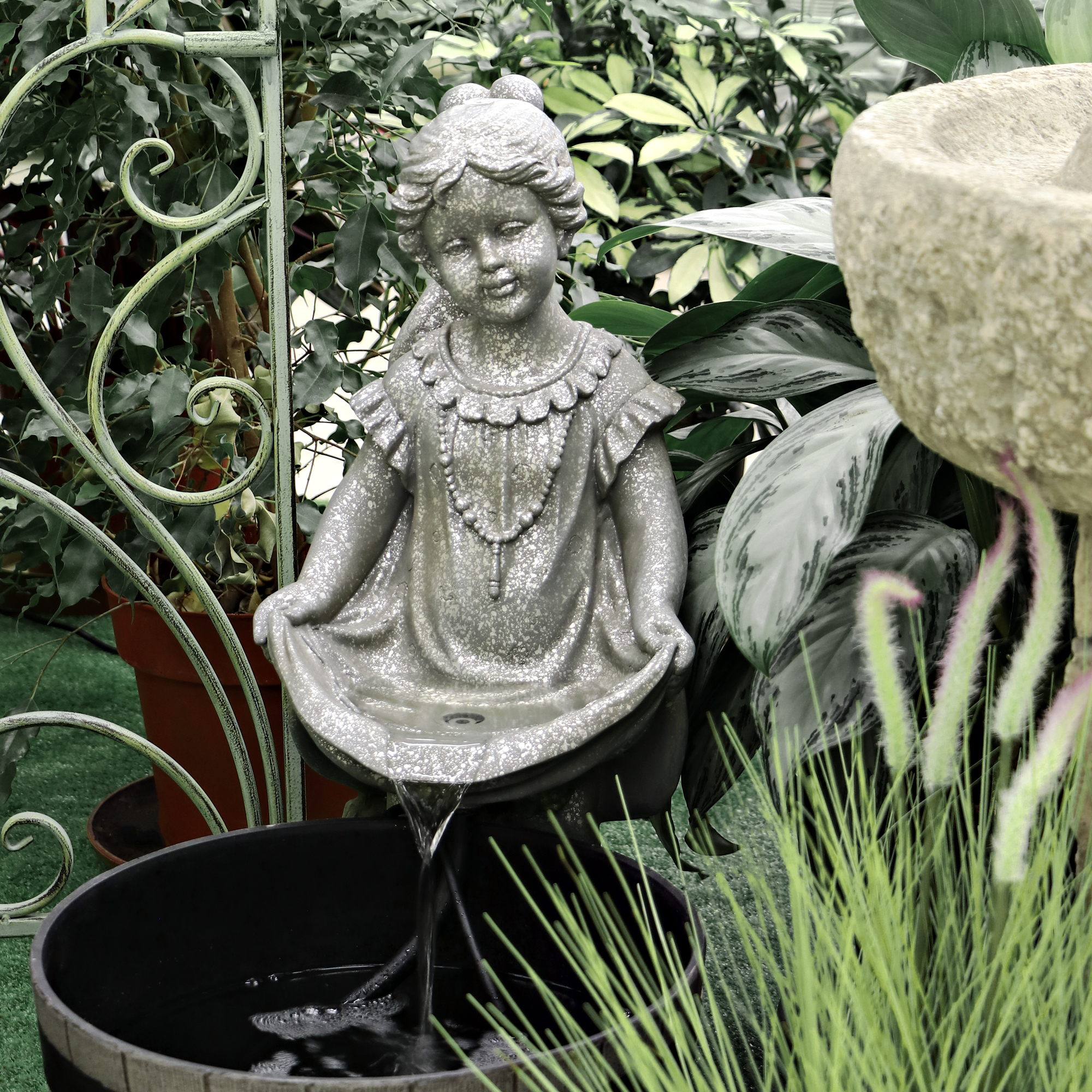 Фонтан Haomei Fountain девочка 61,5x38x69,5 см, цвет серый - фото 3