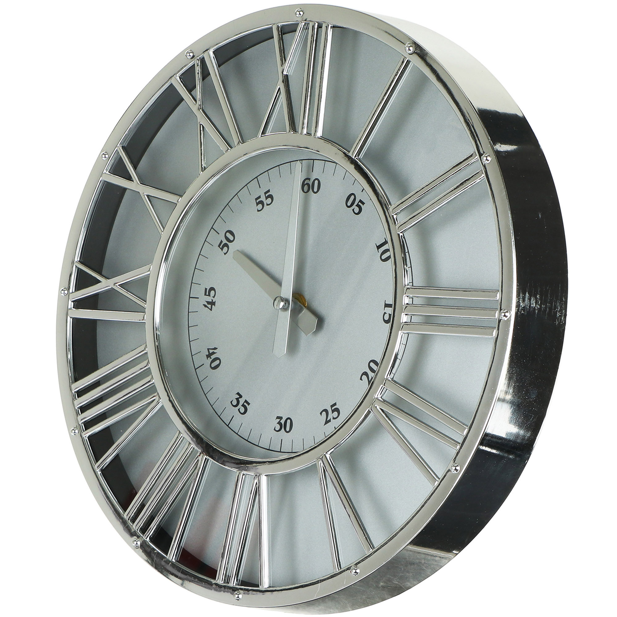 фото Часы настенные kanglijia clock серебряные 30,4х4,1х30,4 см