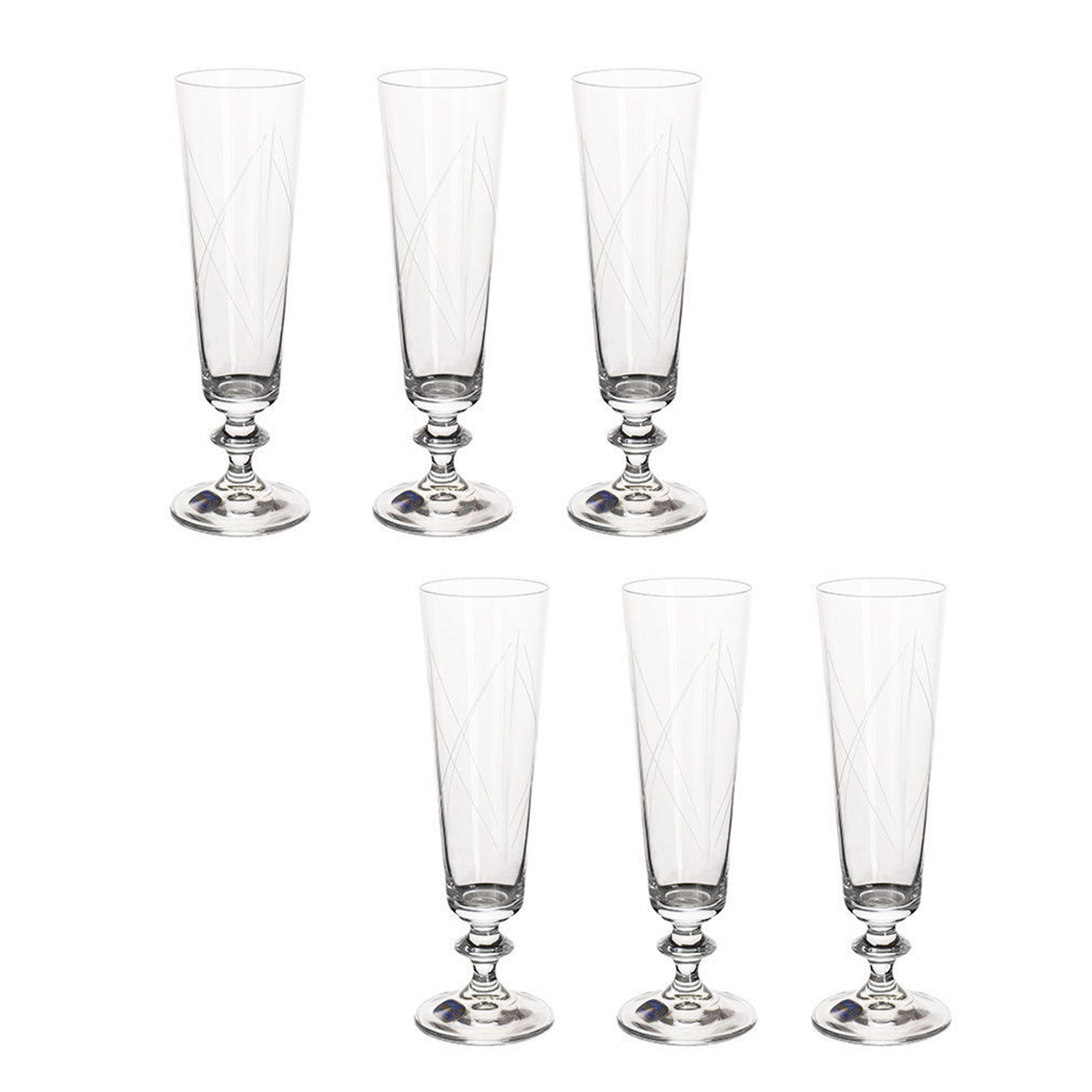 Набор бокалов для шампанского Белла 205 мл 6 шт, цвет прозрачный,  серебряный - фото 2