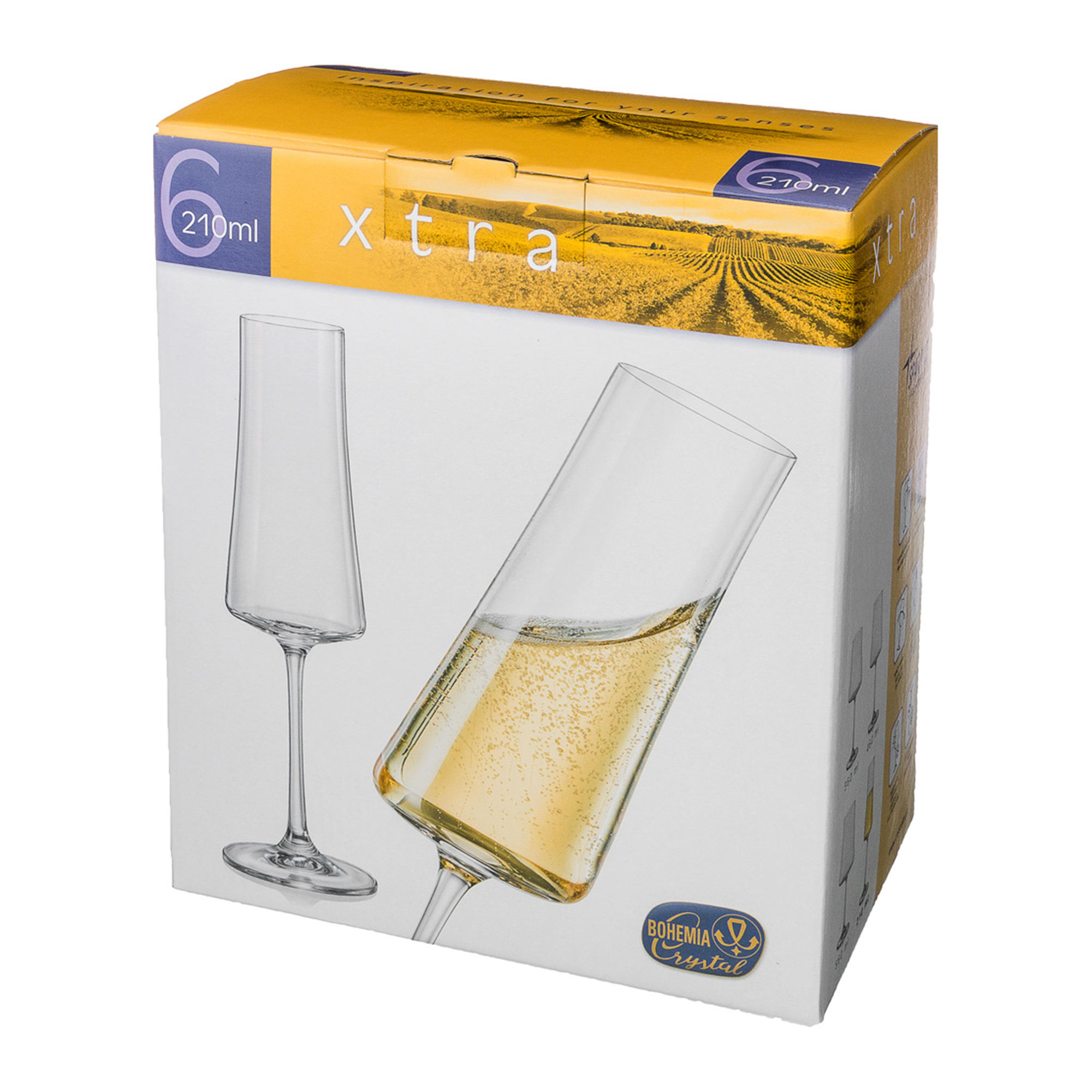 Набор бокалов для шампанского Экстра 210 мл 6 шт коробка жестяная в форме бутылки шампанского
