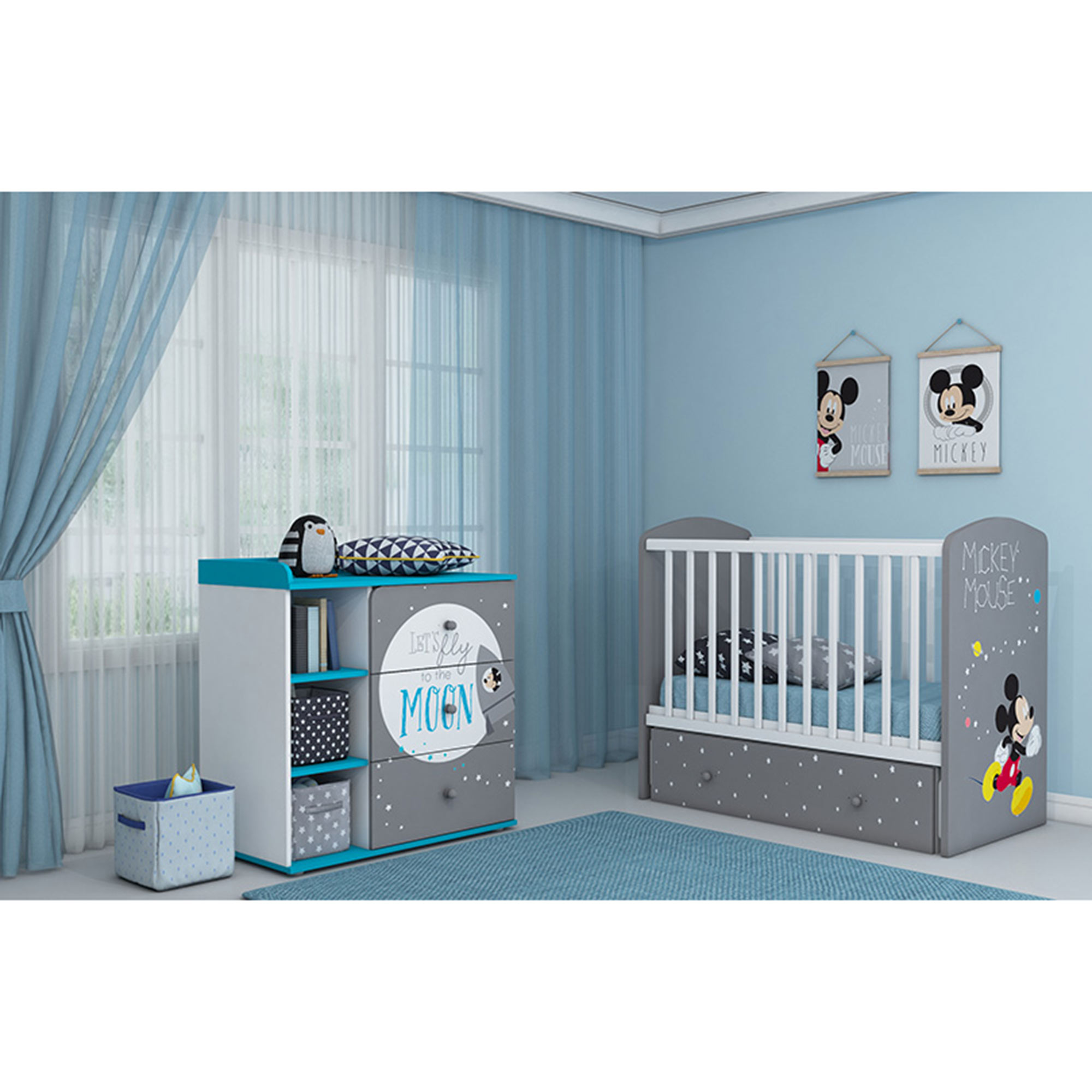 фото Кроватка детская polini kids disney baby 750 "микки маус", белый-серый 120х60 p.i