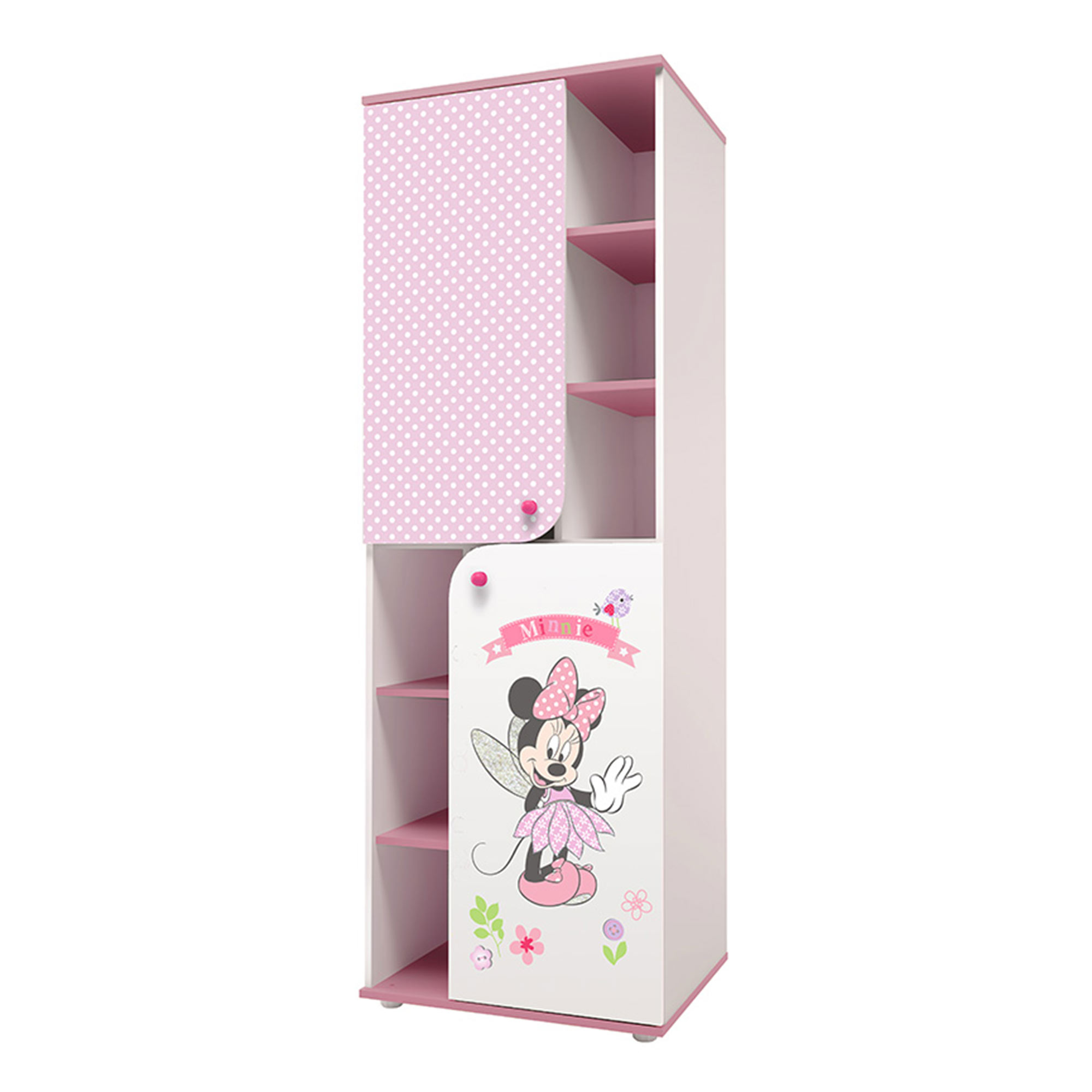 Шкаф-пенал Polini kids Disney baby Минни Маус-Фея, белый-розовый 190х65,2х52
