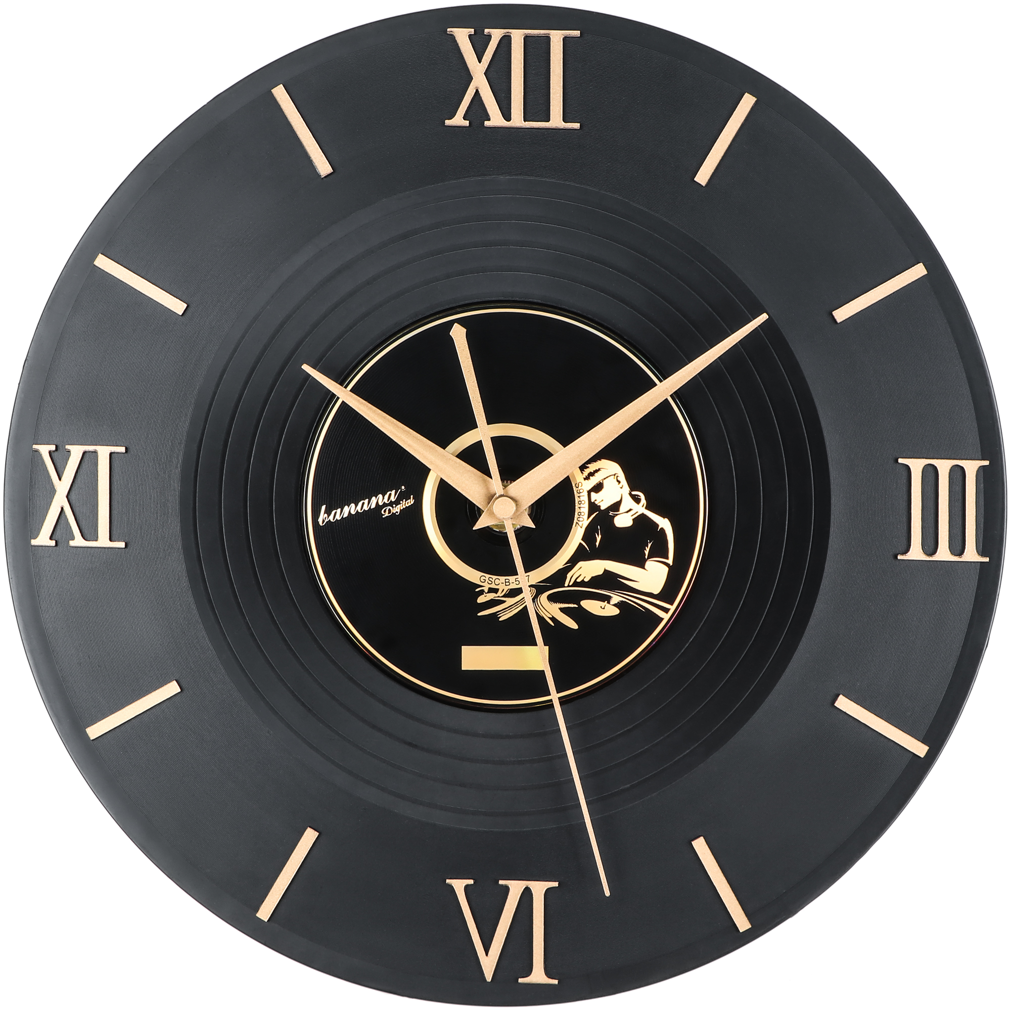 Настенный часы JJT пластинка 30х30 см, цвет золотой