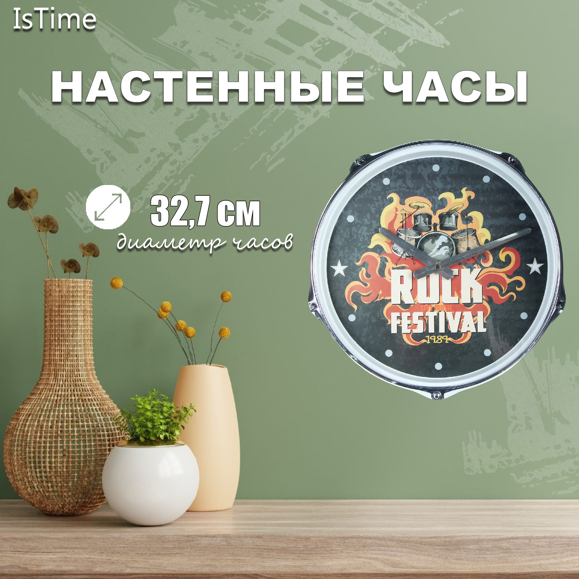 Часы IsTime настенные drum 32,7х17х33,5 см Вид№3