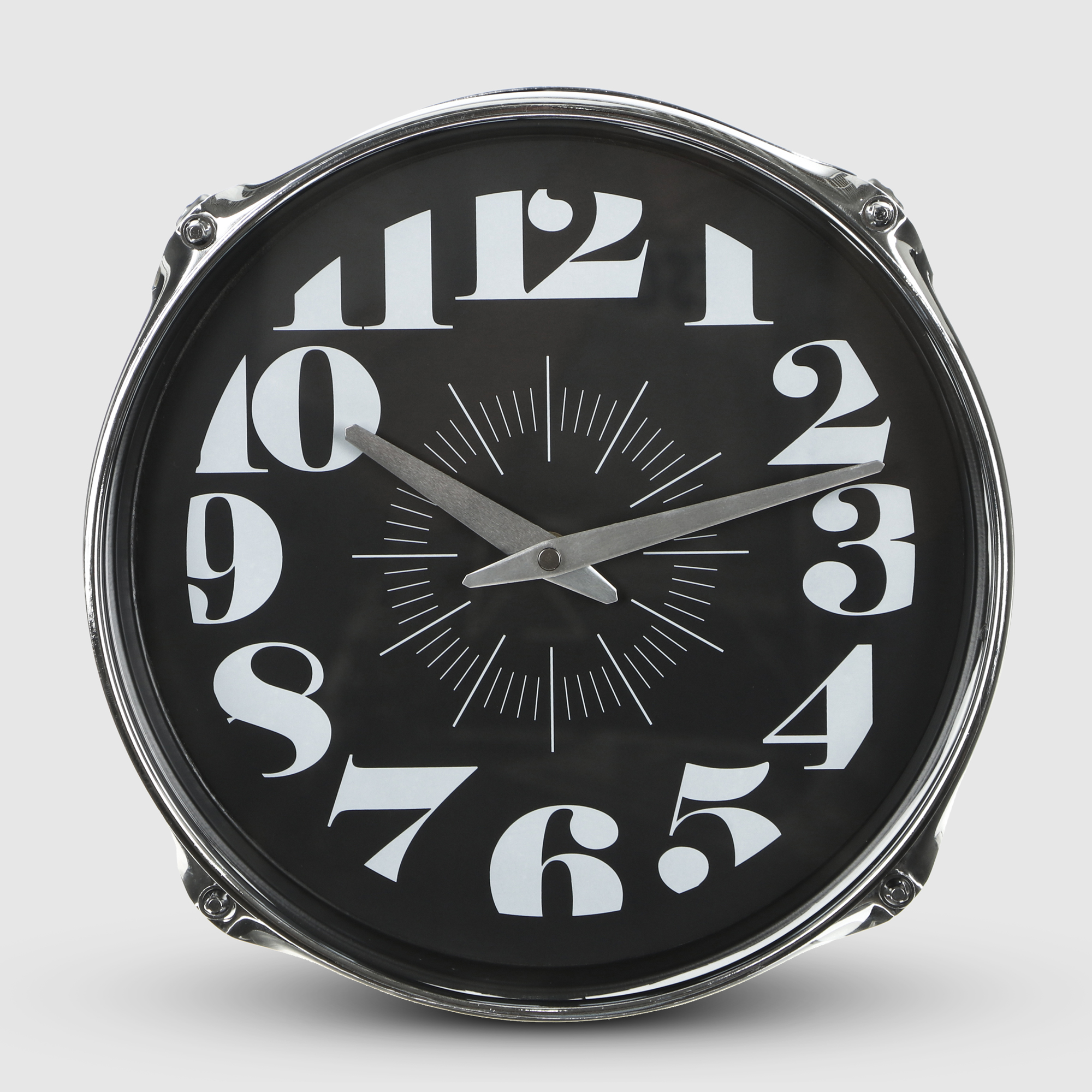 часы настенные бюрократ wallc r78pn чёрный Часы настенные IsTime Drum чёрные 27,5х16,7х27,5 см